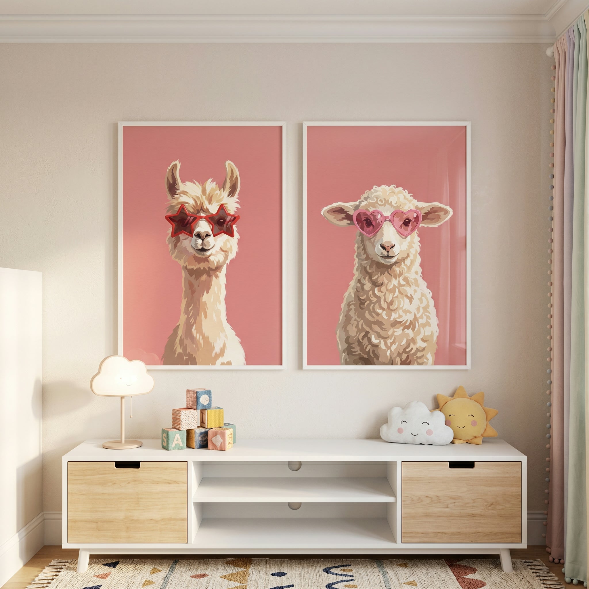 Stylized Eyewear Farm Animal Wall Art Set of 2 - Funky Woolly Pals