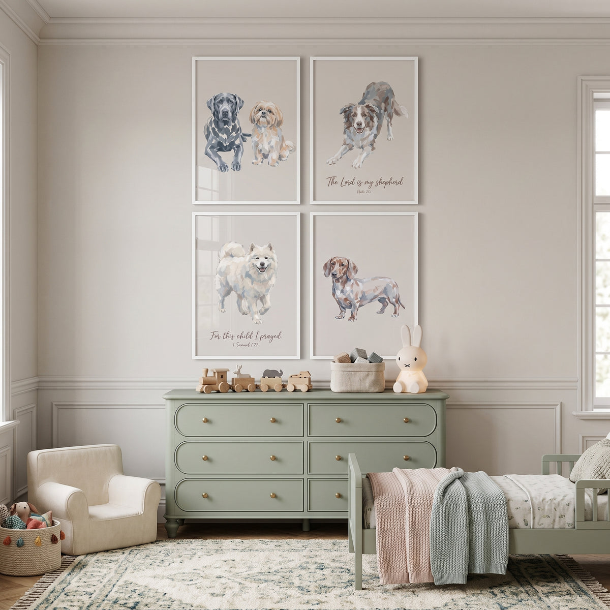 Subtle Warm Pet Dog Print Set of 4 - Faithful Paws Art
