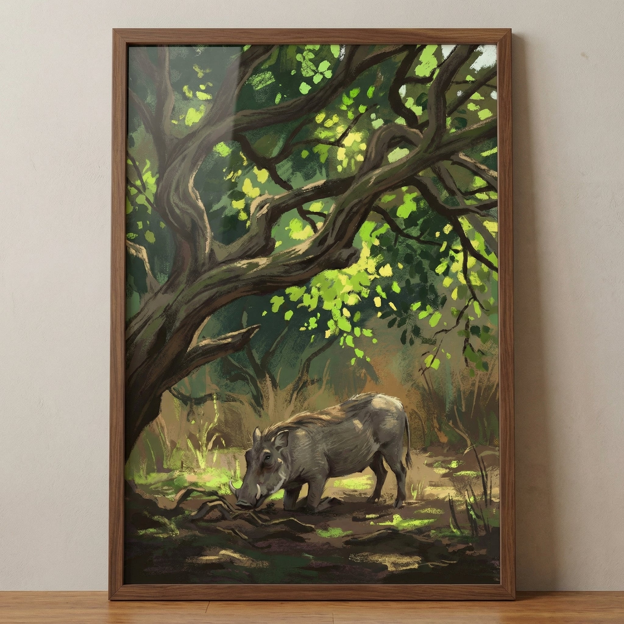 Sun Dappled Forest Warthog Wall Art - Savanna Shade
