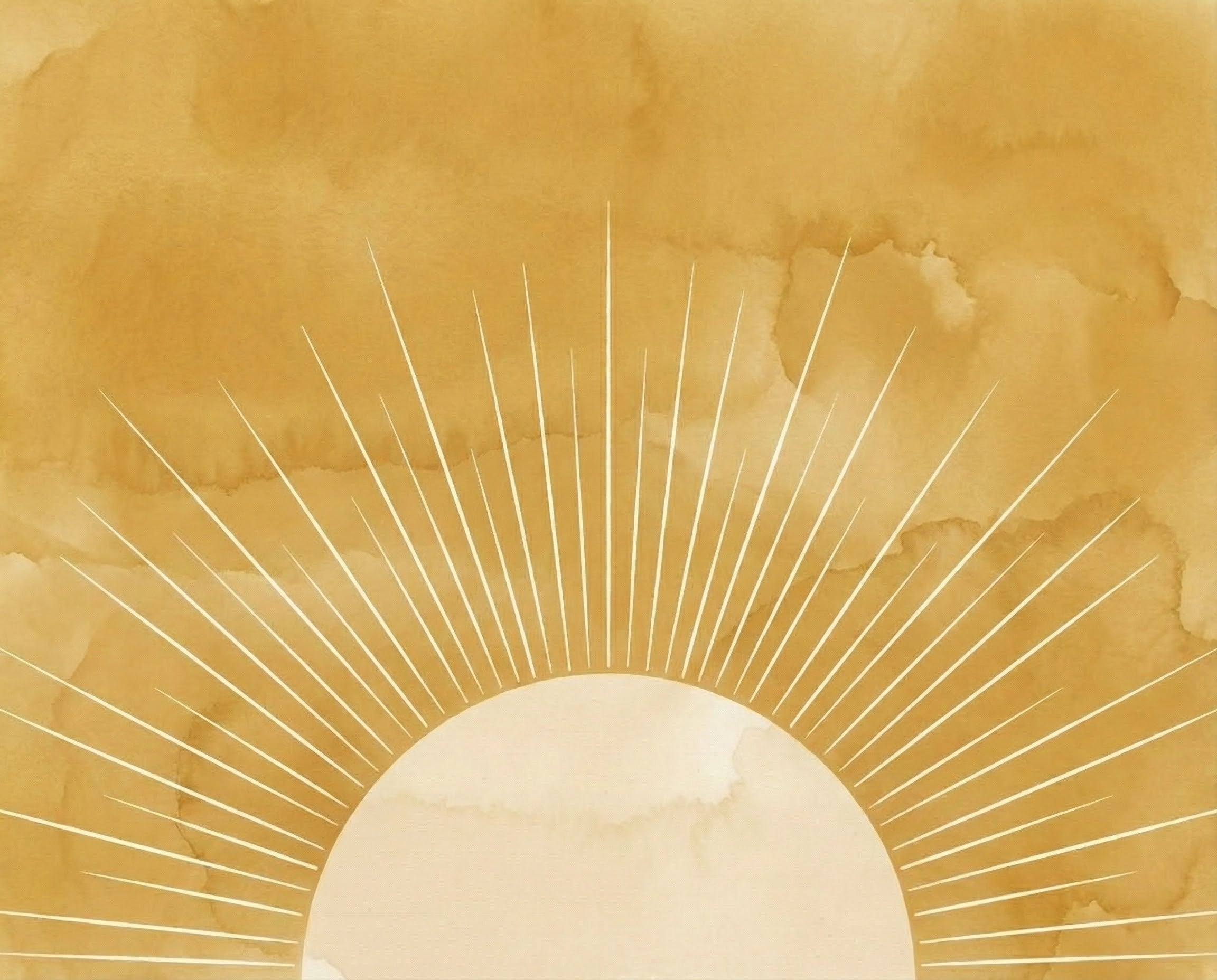 Abstract sunburst art with golden rays extending from a warm yellow sun over a textured background perfect for modern minimalist wall art décor
