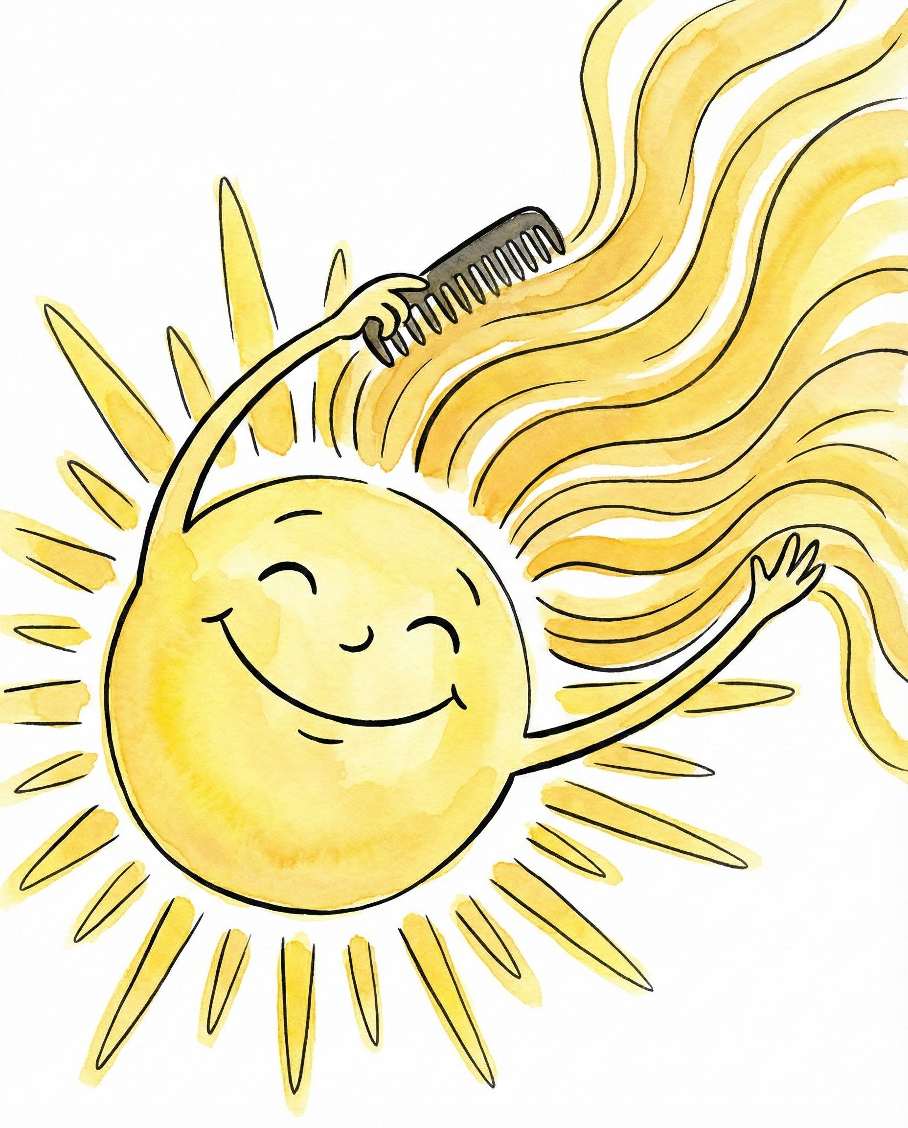 Sunny Hair Day - Sun Framed Wall Art for Nursery, Playroom or Kids Bedrooms