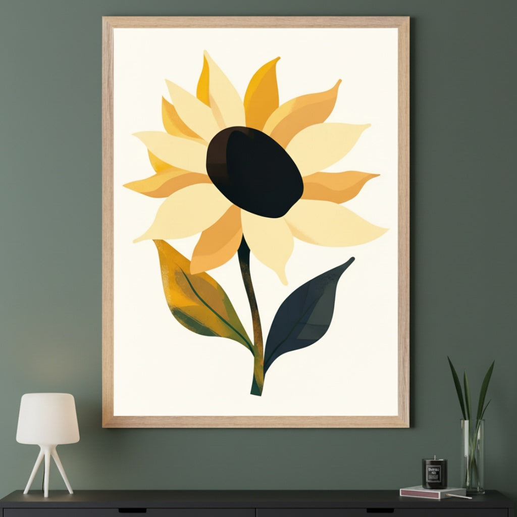 Golden Petal Bloom - Sunflower Framed Wall Art for Living Room, Bedroom or Office