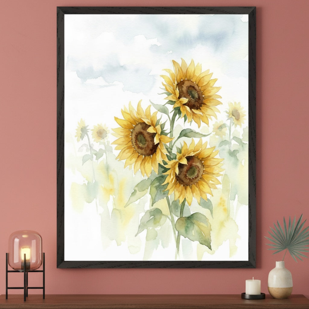 Summer Whisper - Sunflower Framed Wall Art for Living Room, Bedroom or Office
