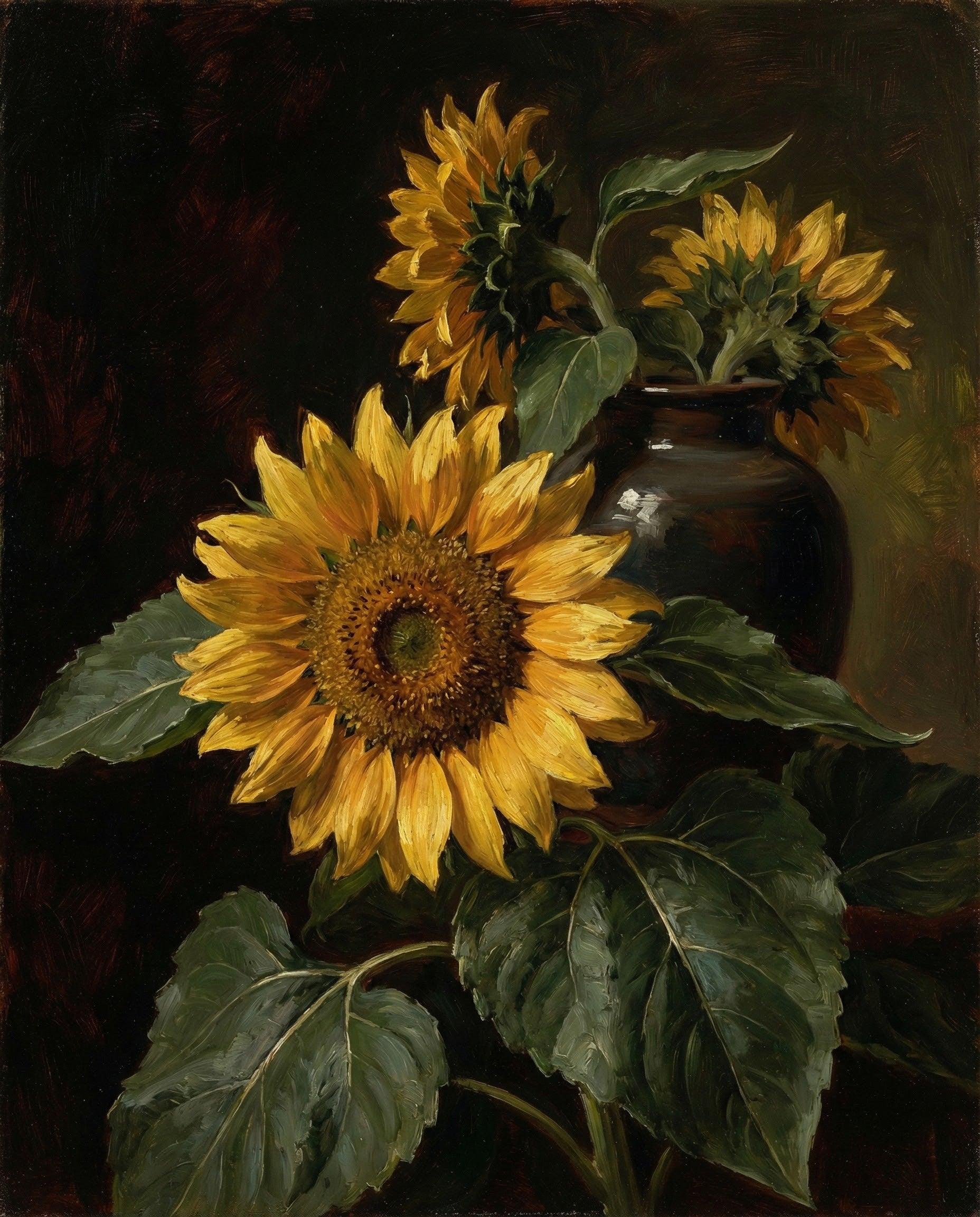 Timeless Amber Glow - Sunflowers Framed Wall Art for Living Room, Bedroom or Office