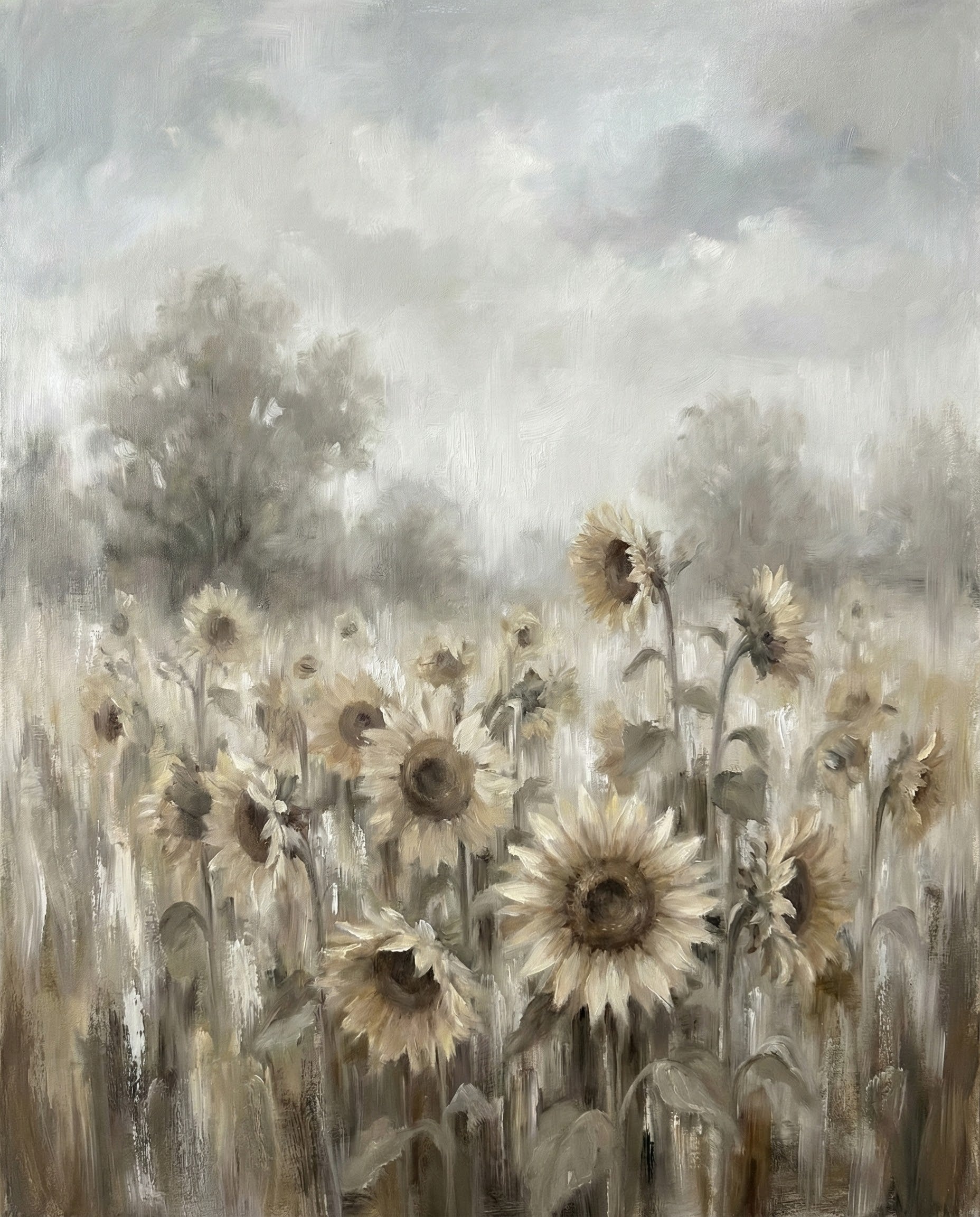 Soft Harvest - Sunflowers Framed Wall Art for Living Room, Bedroom or Office