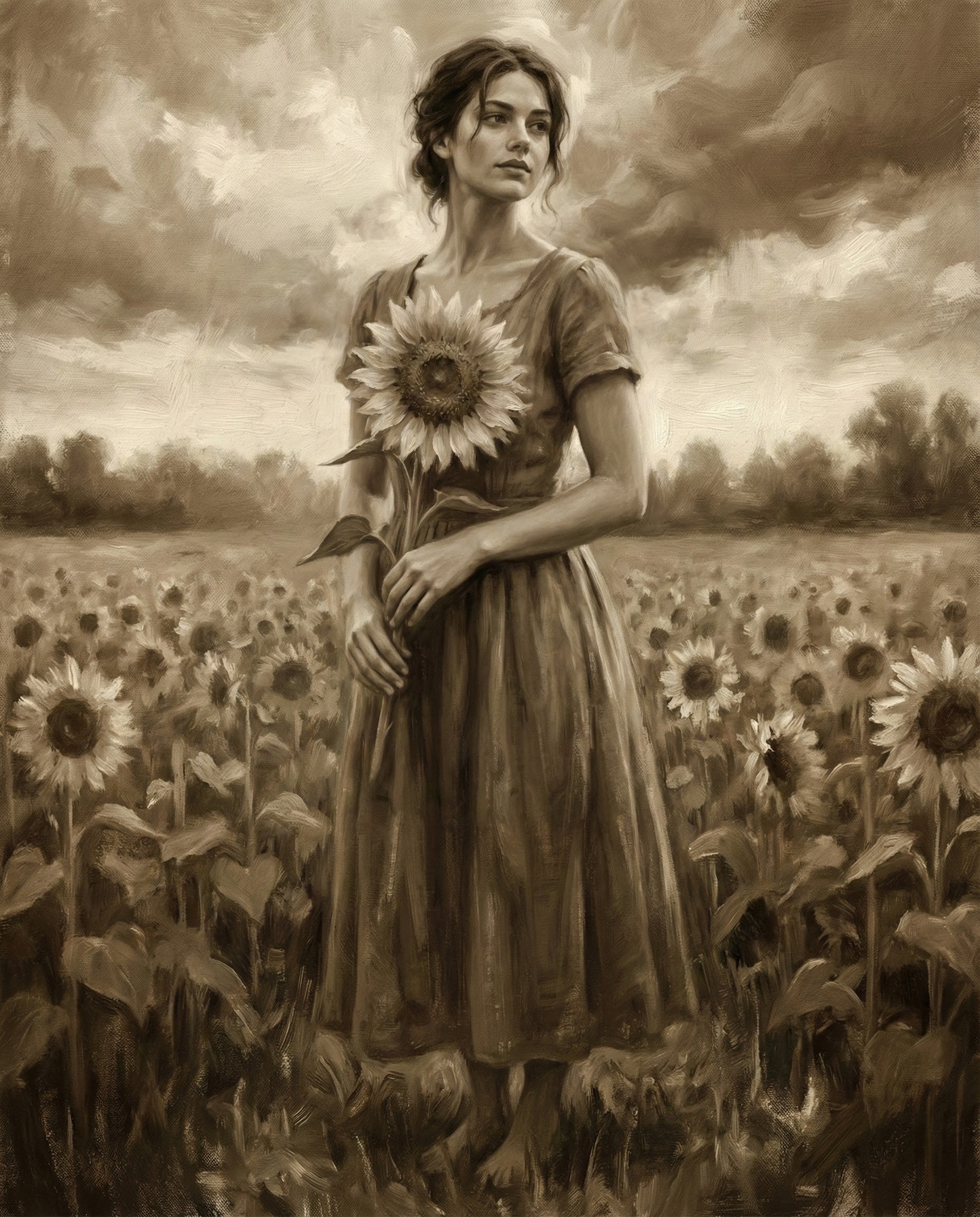 Timeless Meadow - Sunflowers Framed Wall Art for Living Room, Bedroom or Office