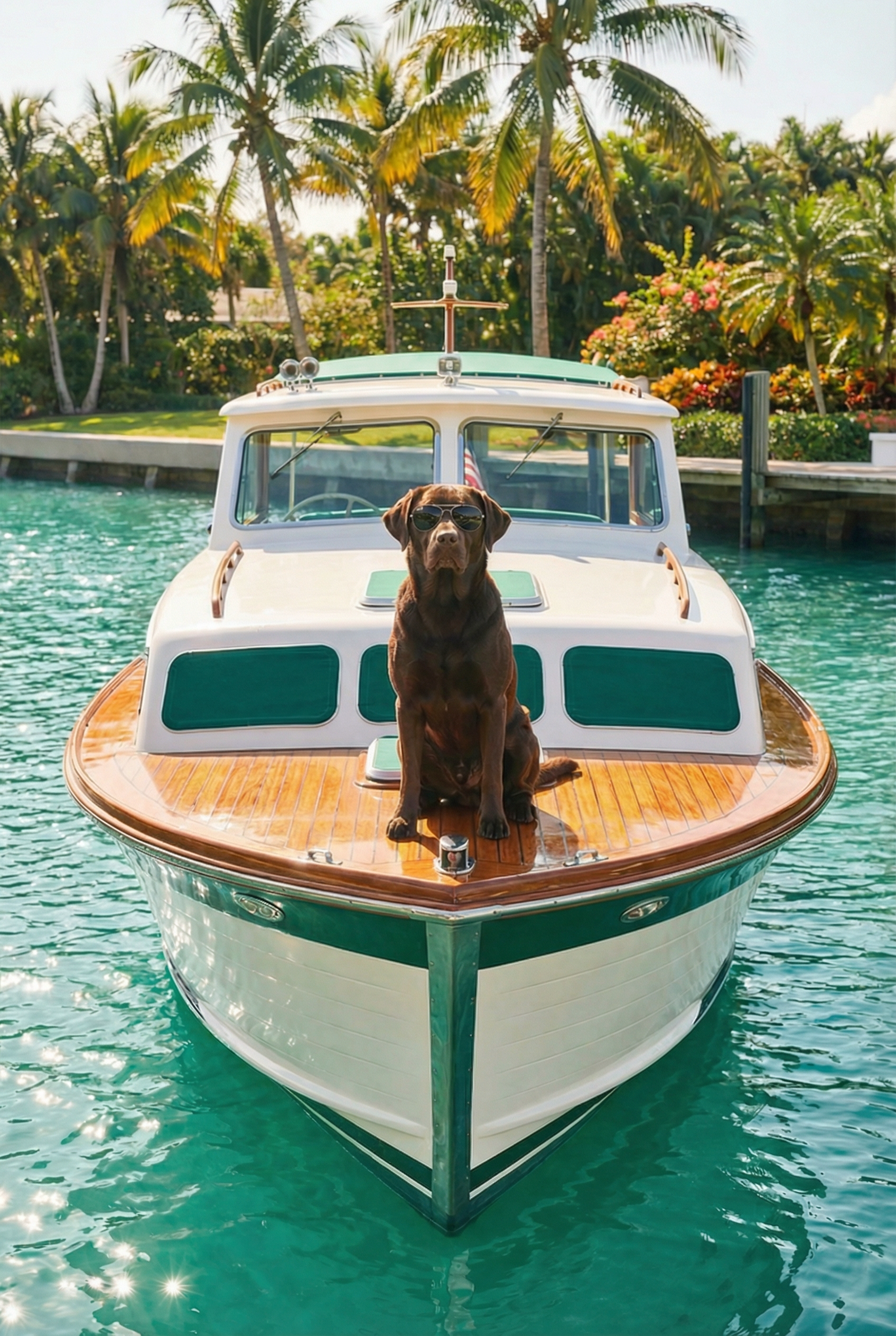 Sunglasses Wearing Chocolate Lab Wall Art - Cool Canine Captain