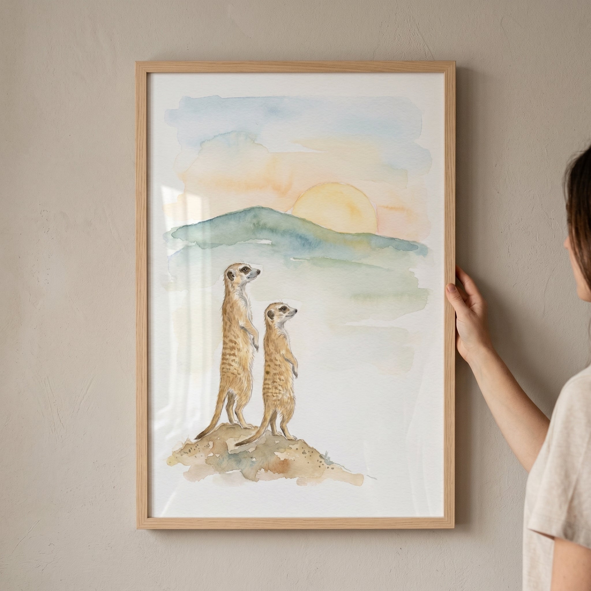 Sunset Meerkat Wall Art - Sunset Meerkat Pair