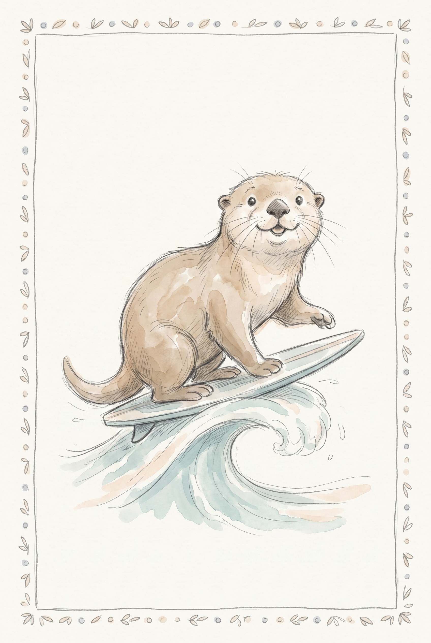 Surfing Otter Wall Art - Surfing Sea Friend