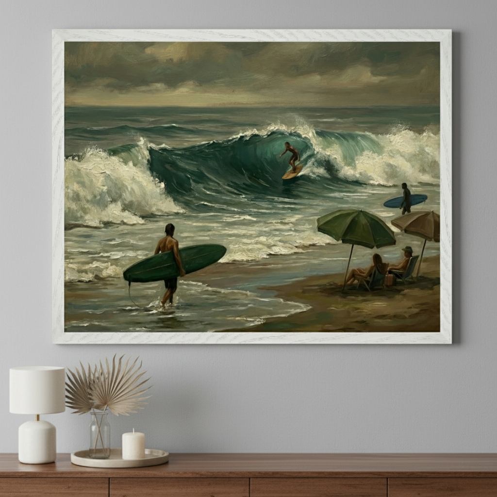 Vintage Tide - Surfing Framed Wall Art for Living Room, Bedroom or Office