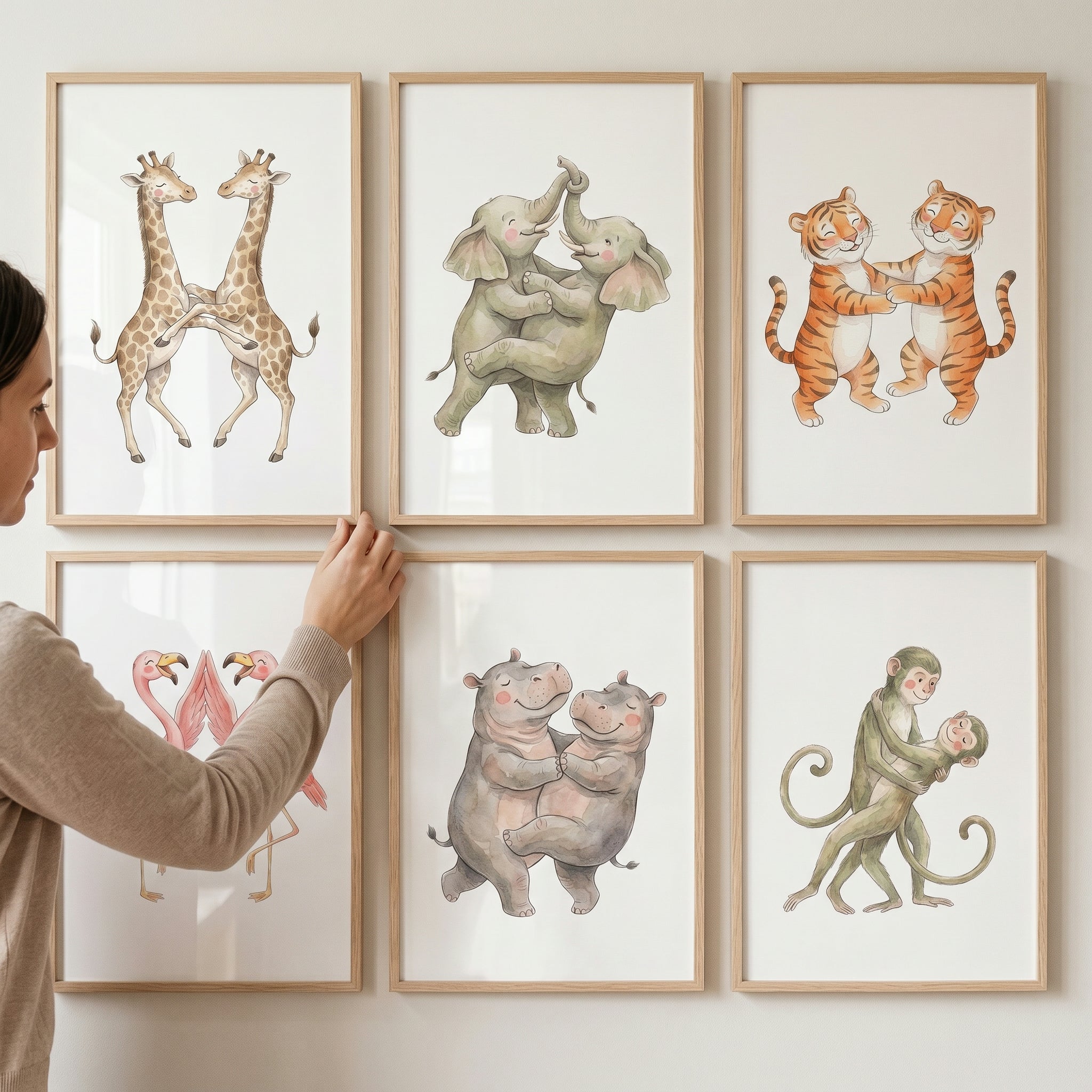 Sweet Dancing Animals Wall Art Set of 6 - Sweet Animal Duos