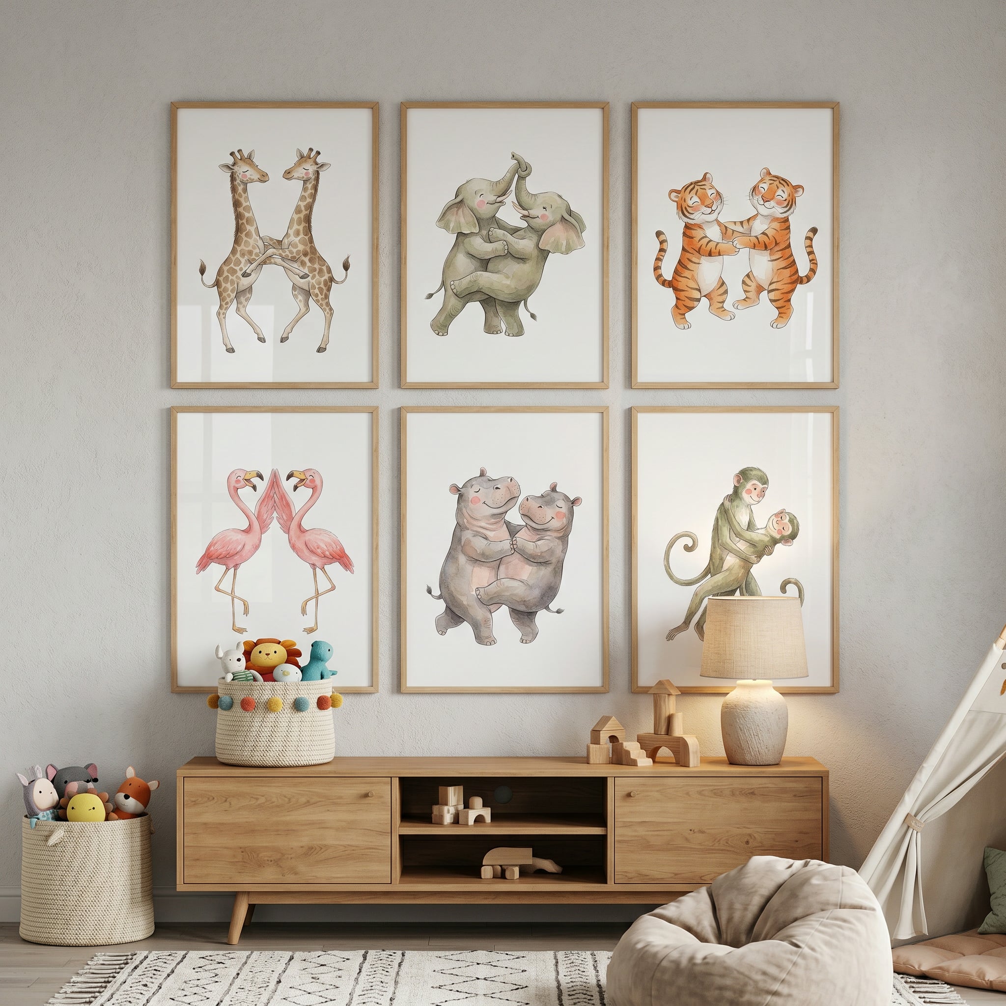 Sweet Dancing Animals Wall Art Set of 6 - Sweet Animal Duos