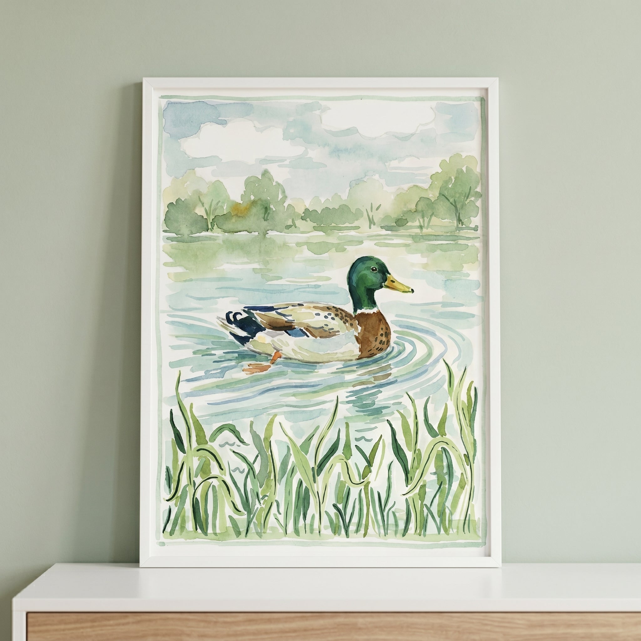 Swimming Mallard Duck Wall Art - Serene Mallard Swim
