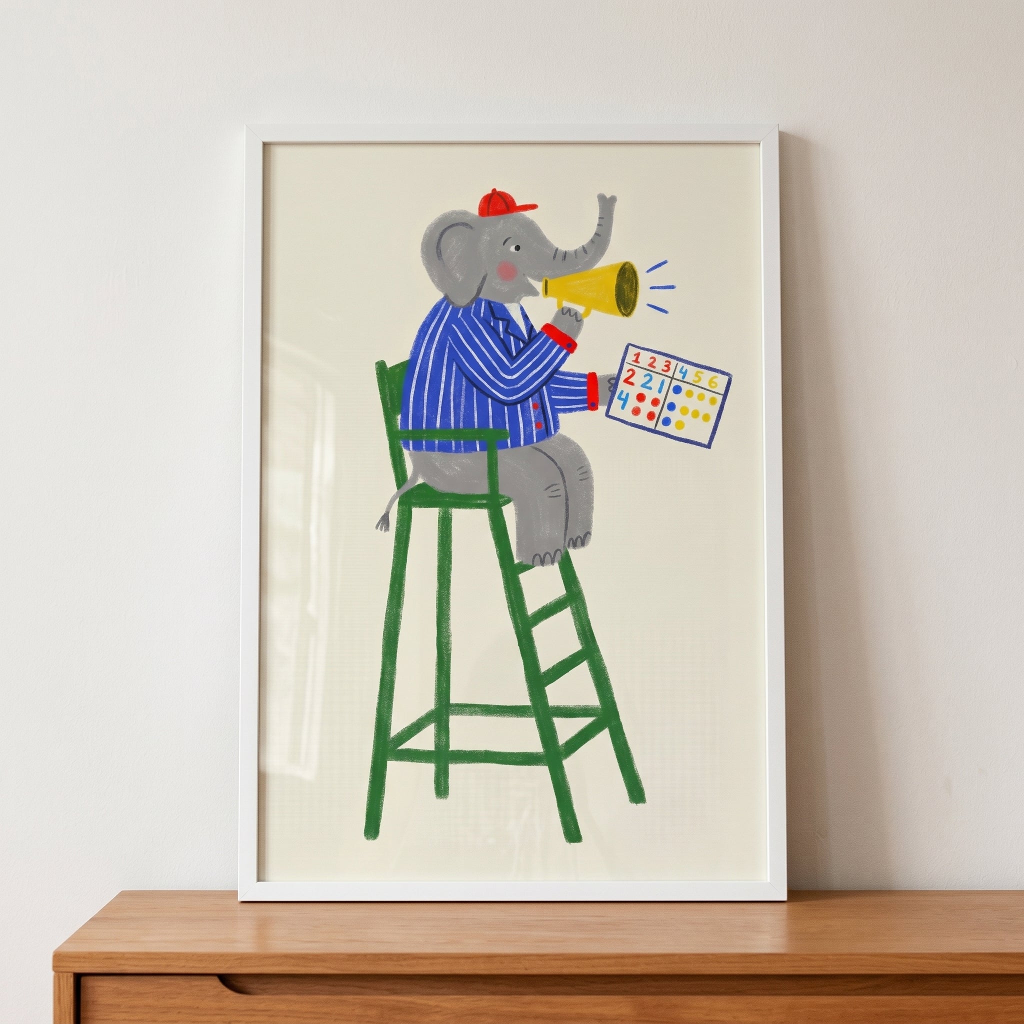 Tall Green Chair Elephant Artwork - The Elephant Umpire
