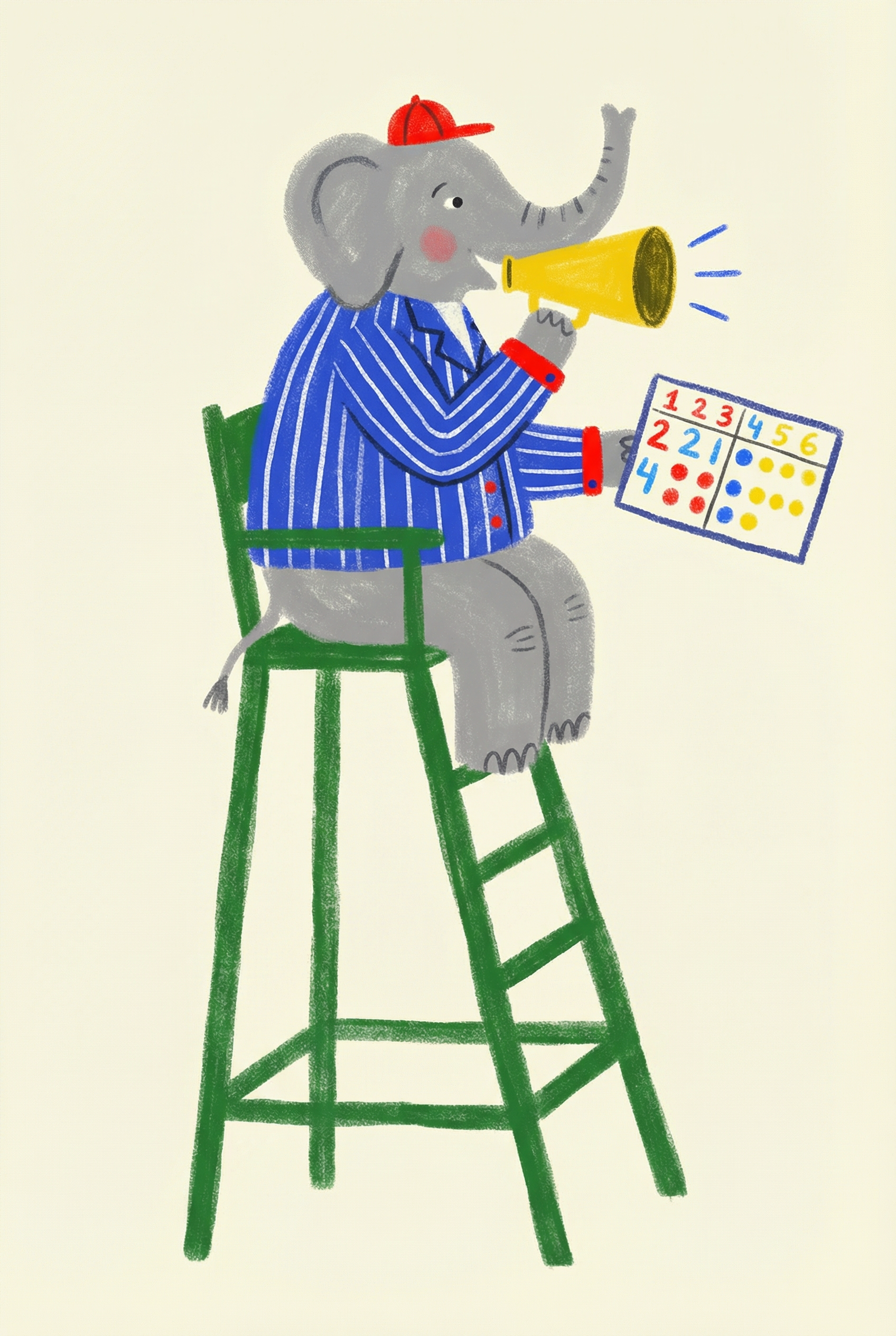 Tall Green Chair Elephant Artwork - The Elephant Umpire