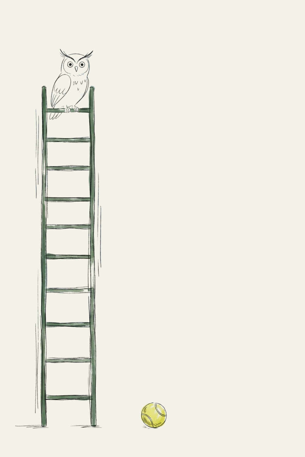 Tall Ladder Sitting Owl Wall Art - Wise Bird Watch