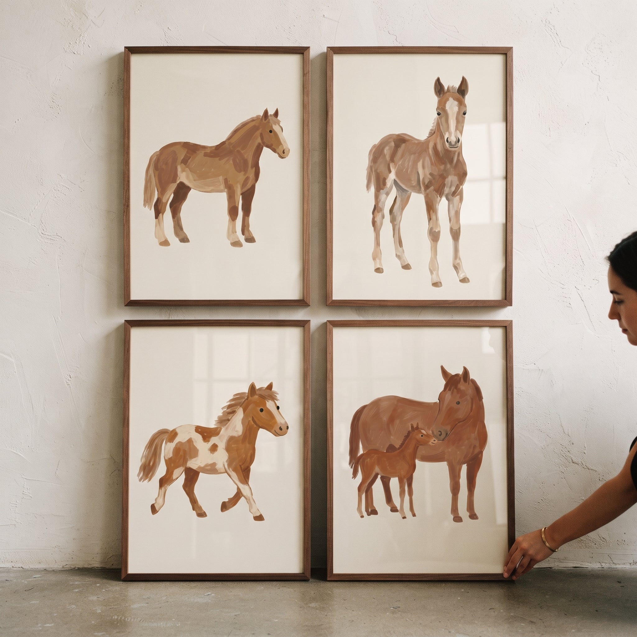 Tan Horse Wall Art Set of 4 - Wild Heart Equines