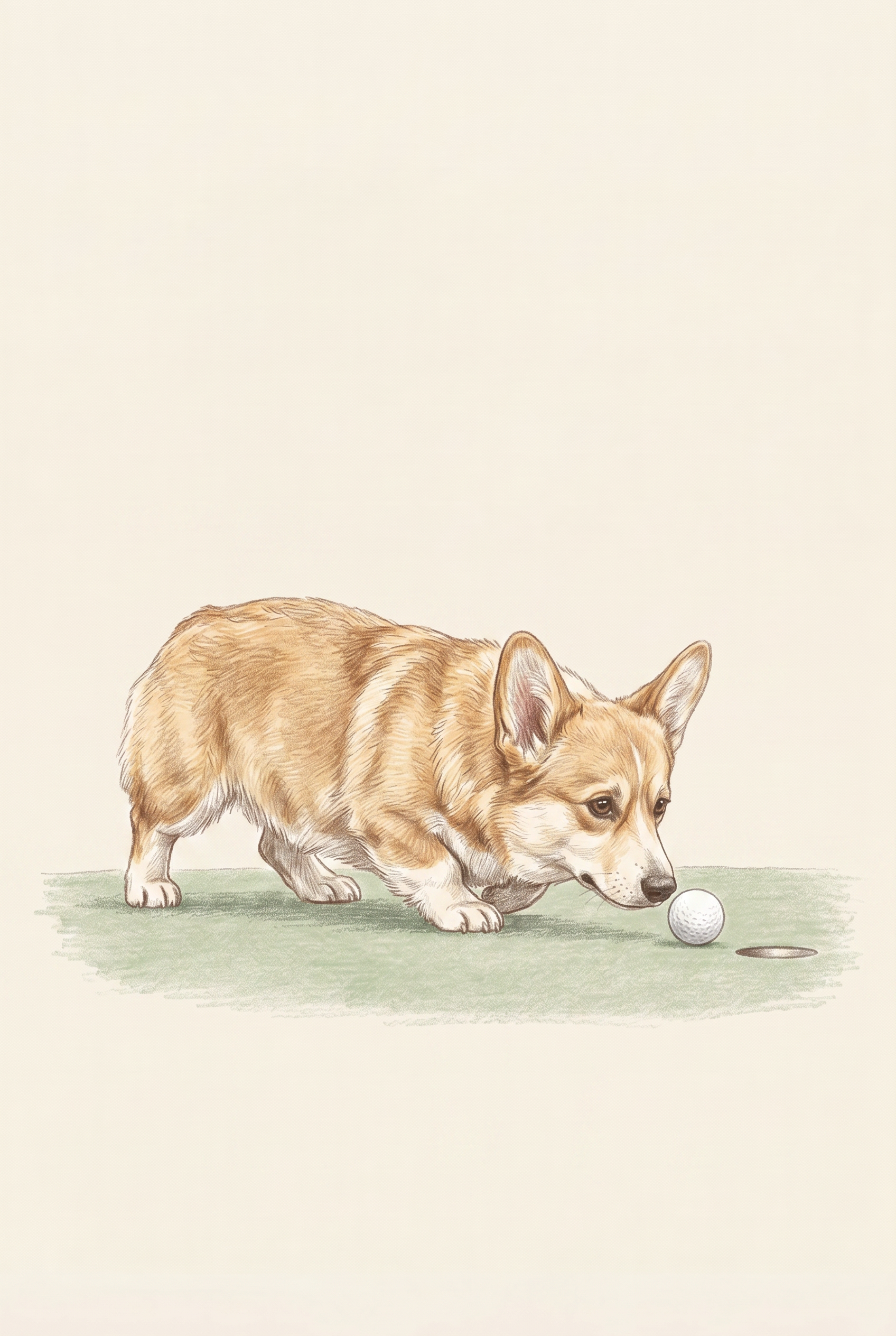 Tan White Sniffing Corgi Dog Wall Art - Canine Caddy