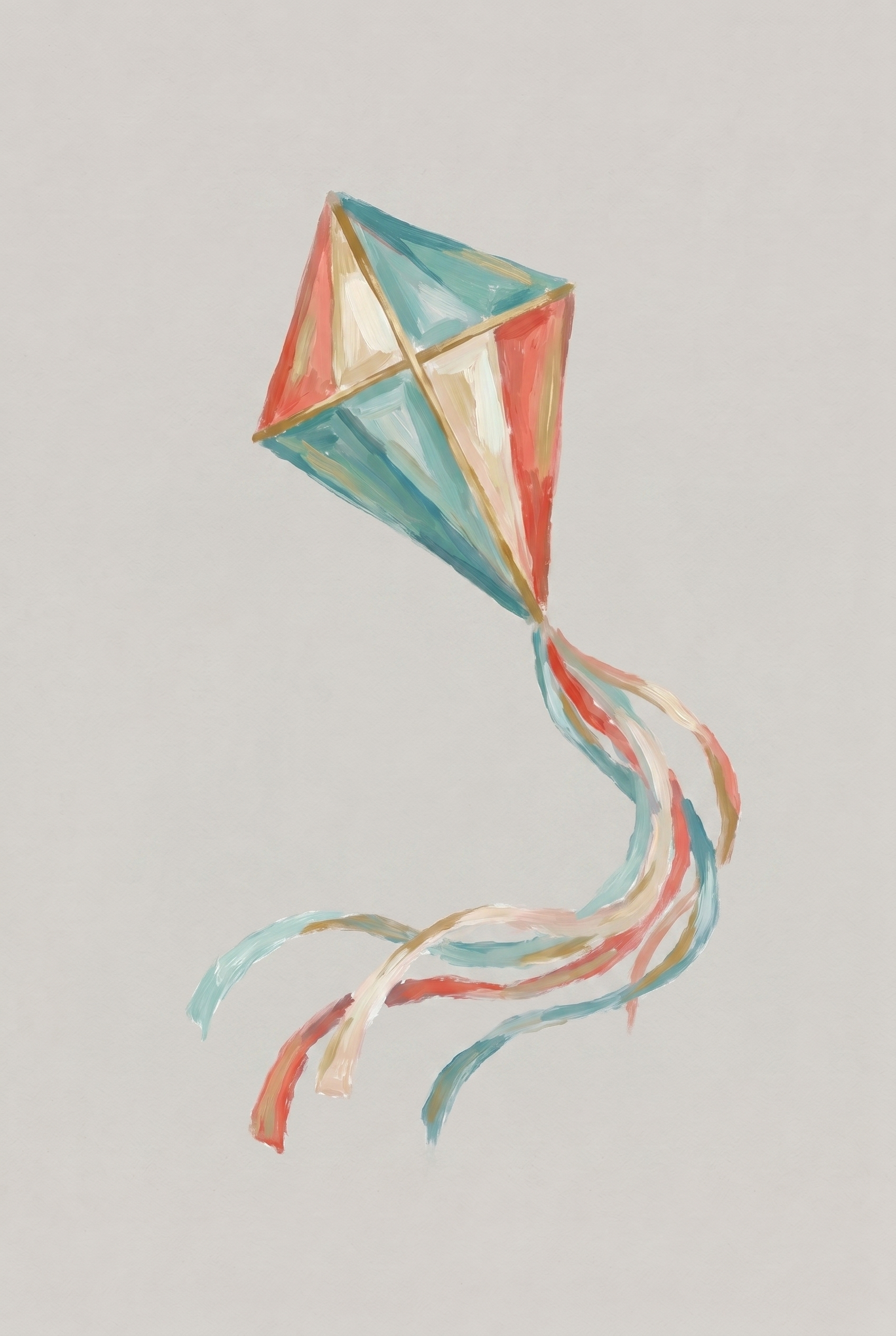 Teal Coral Flying Kite Wall Art - Skyward Drifter