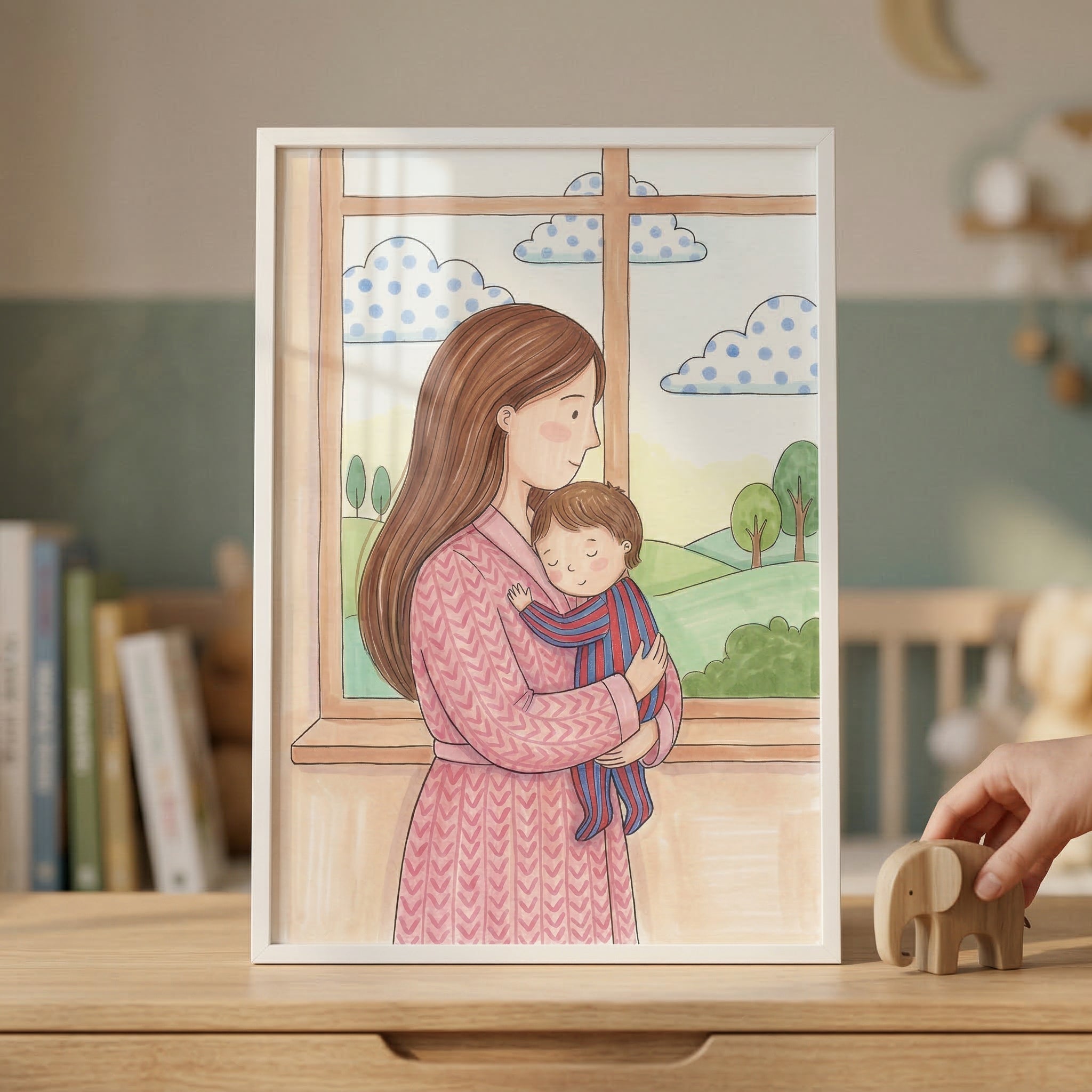 Tender Mother Baby Wall Art - Gentle Morning Hugs