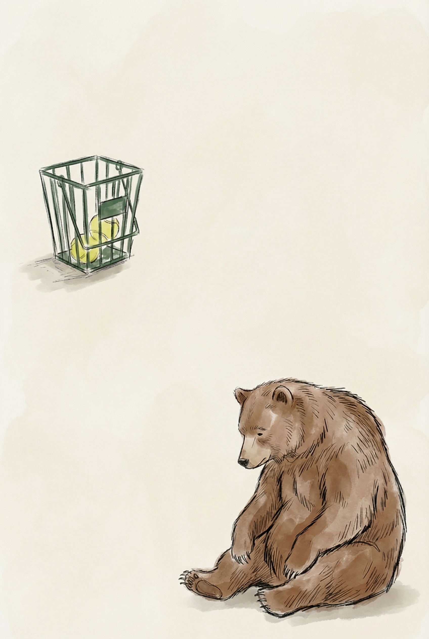 Tennis Ball Basket Bear Wall Art - Tennis Ball Blues