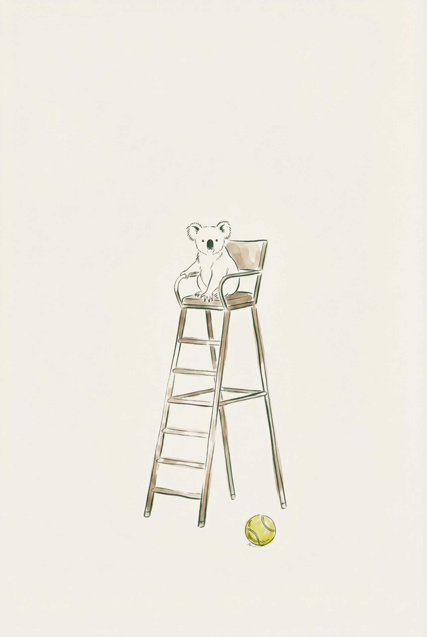 Tennis Ball Illustration Koala Wall Art - Tennis Koala Umpire