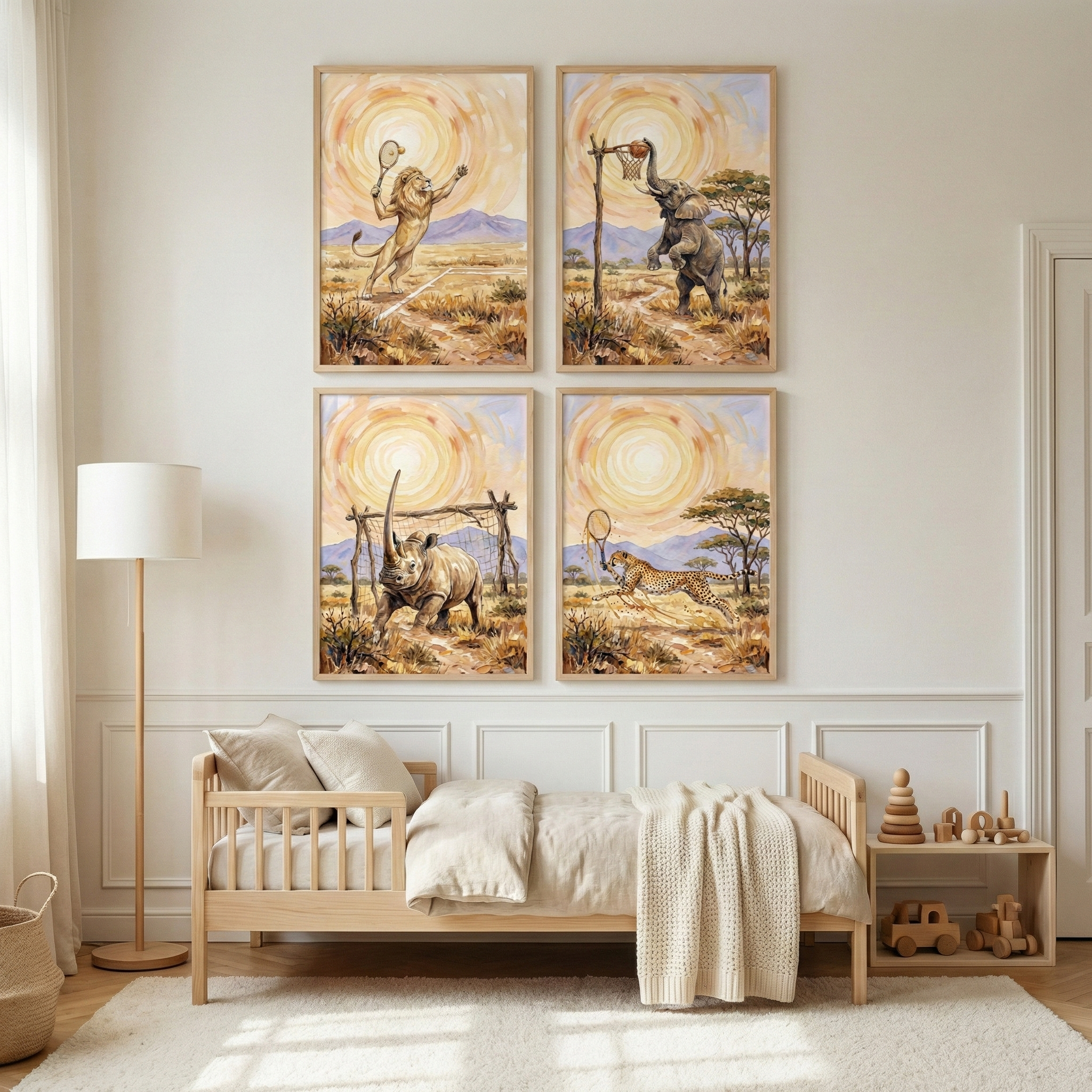 Safari Playroom Wall Art Set of 4 - Wilderness Athletic Club
