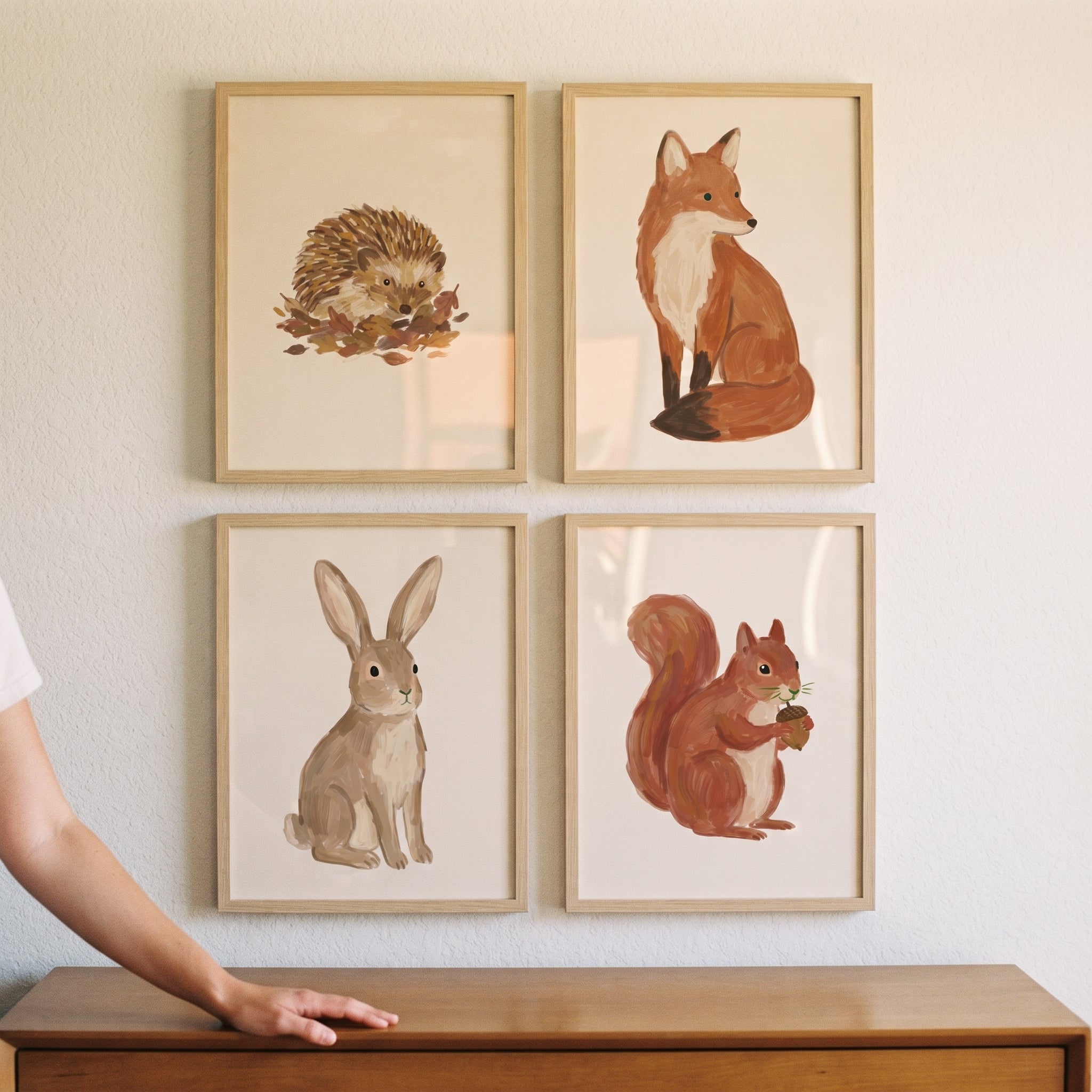 Terracotta Tones Woodland Animals Wall Art Set of 4 - Autumn Forest Critters