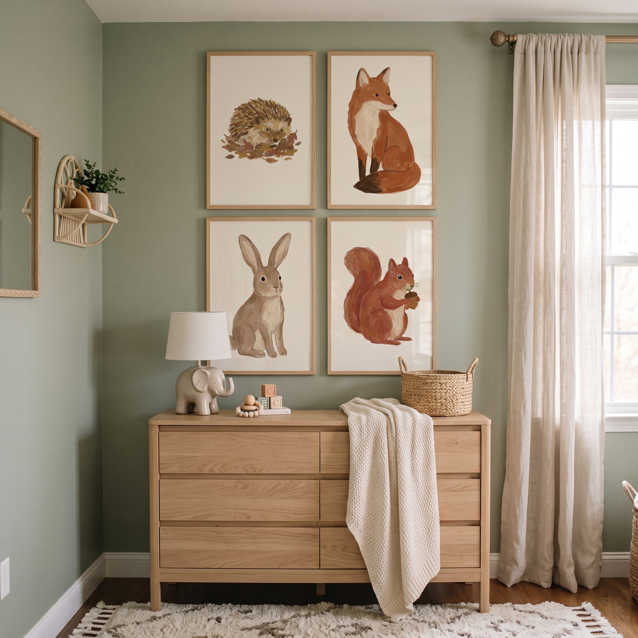 Terracotta Tones Woodland Animals Wall Art Set of 4 - Autumn Forest Critters