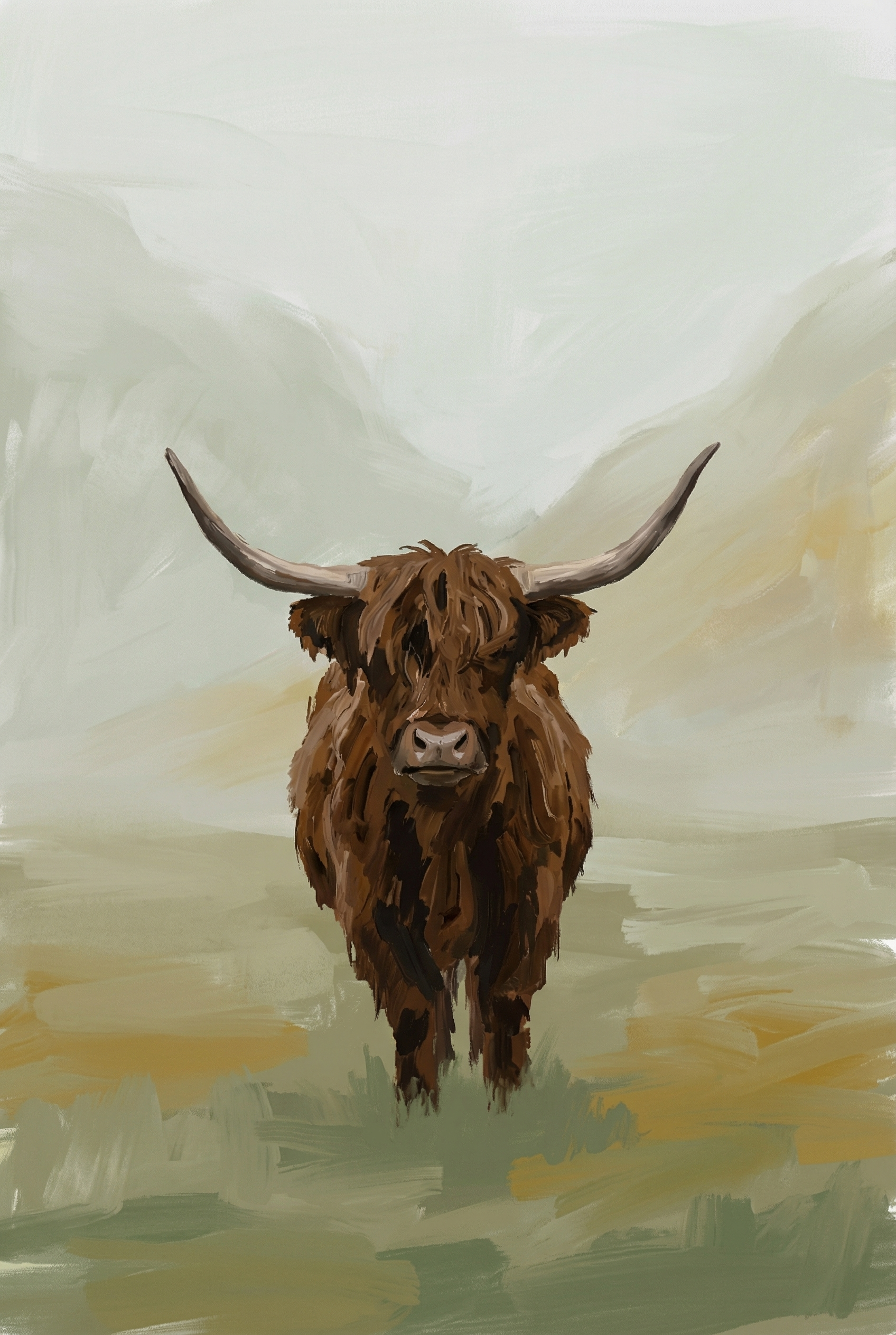 Textured Brown Highland Cow Wall Art - Highland Majesty