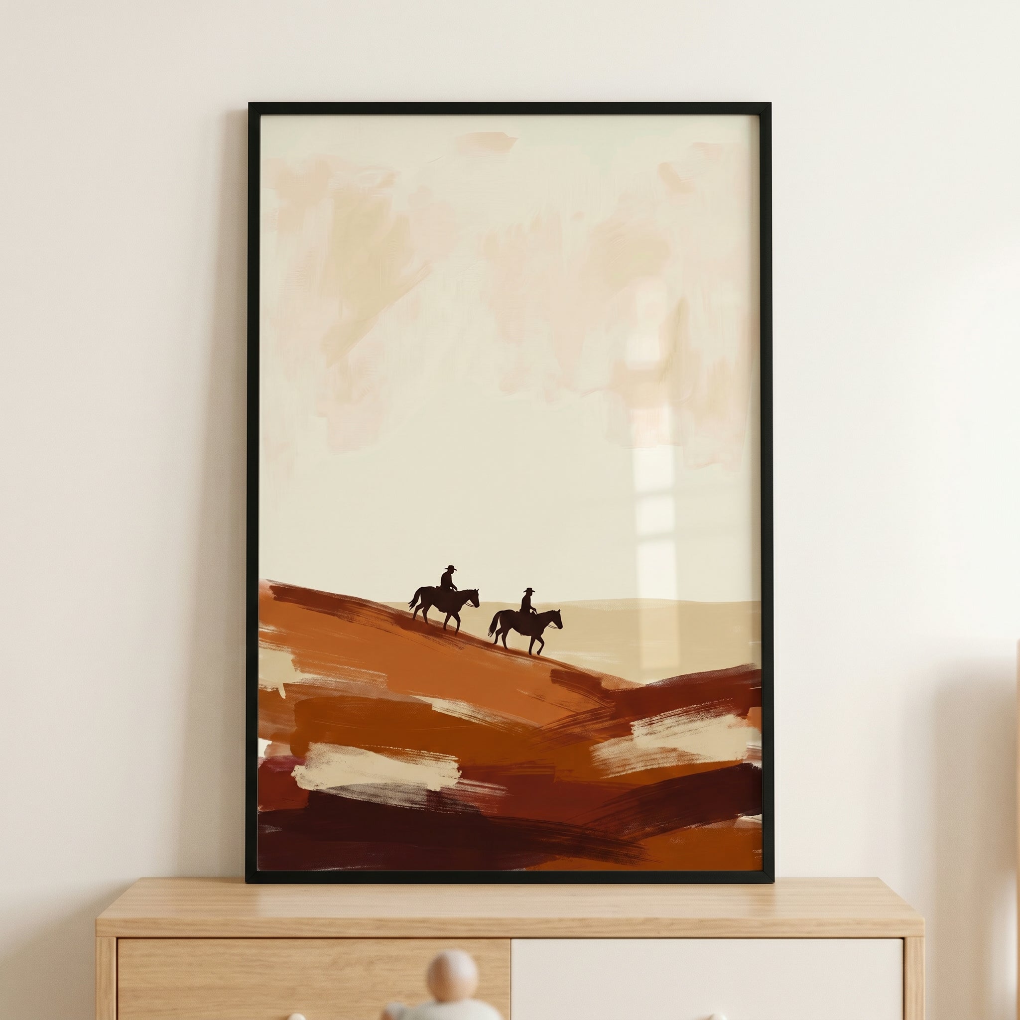 Textured Brushstroke Desert Cowboy Wall Art - Golden Desert Trek
