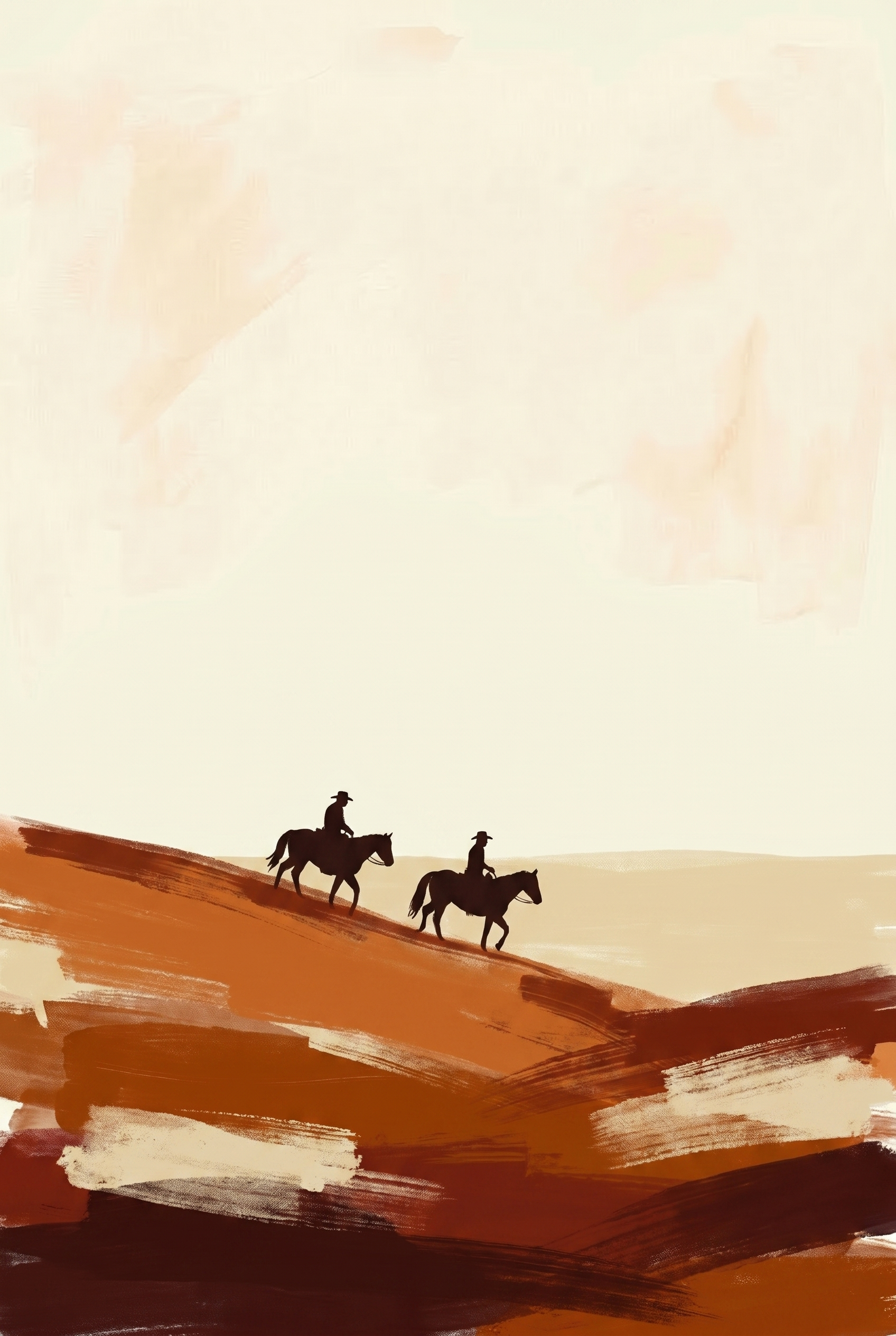 Textured Brushstroke Desert Cowboy Wall Art - Golden Desert Trek