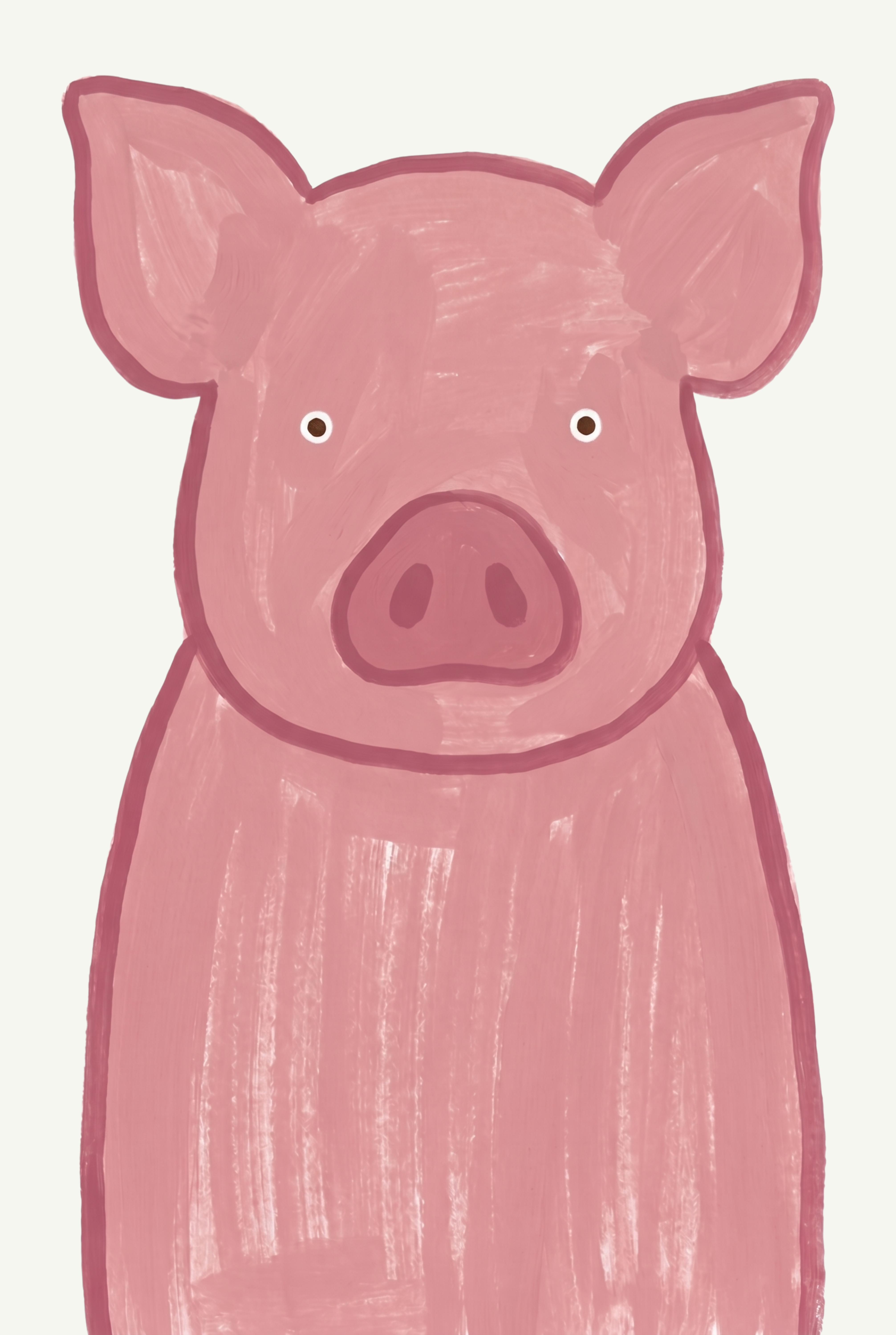 Textured Brushstroke Pink Pig Wall Art - Sweet Pink Swine