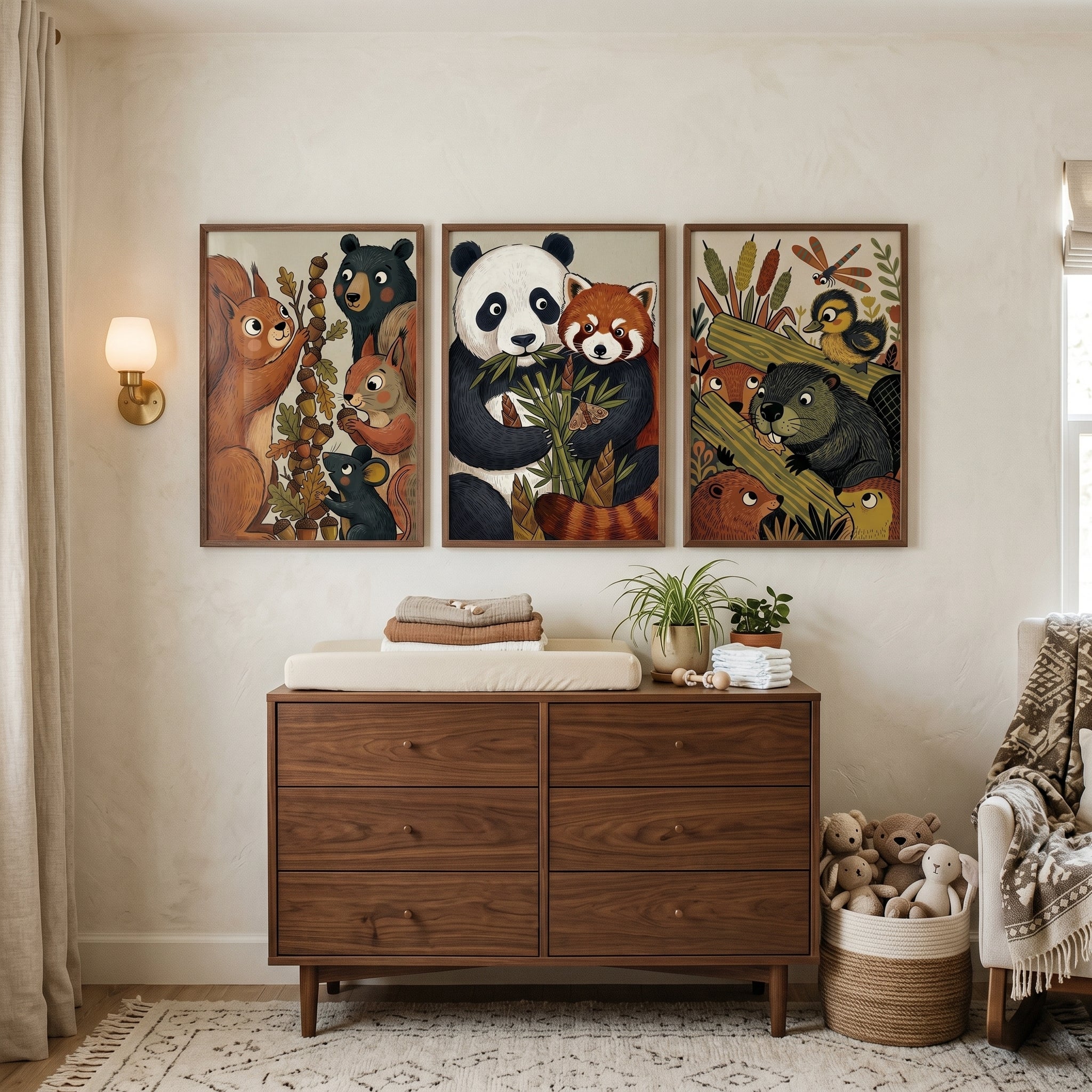 Textured Nature Woodland Animals Wall Art Set of 3 - Nature's Wild Neighbors