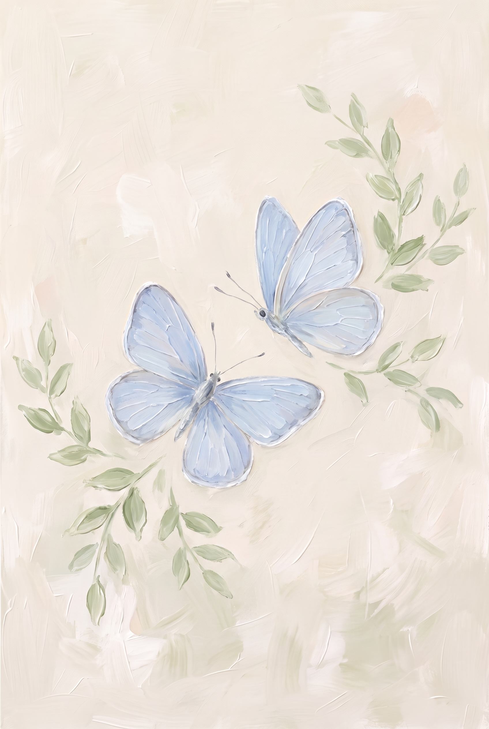 Textured Pale Blue Butterfly Artwork - Soft Azure Flutter