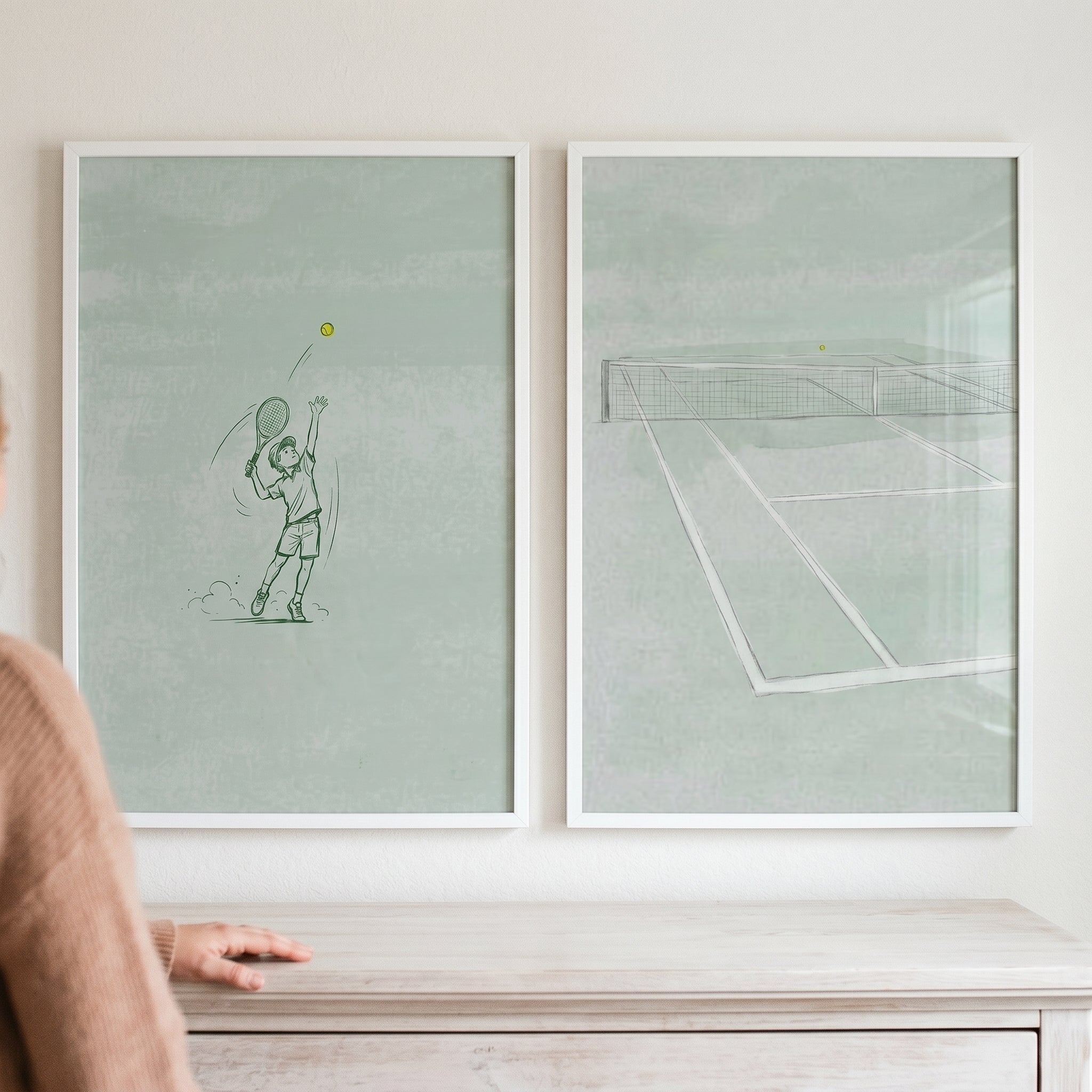 Textured Paper Tennis Artwork Set of 2 - The Great Serve