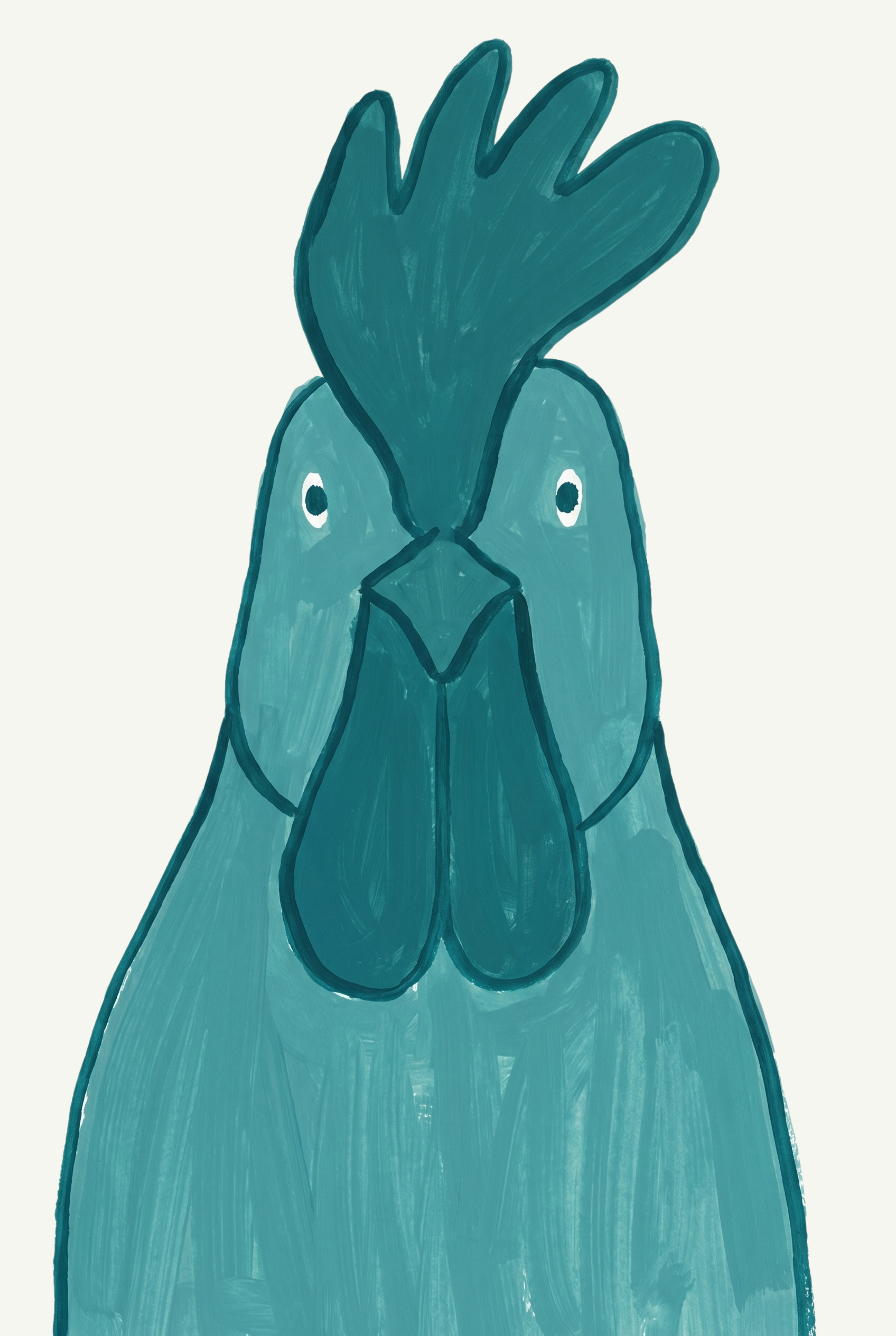 Textured Teal Rooster Wall Art - Teal Rooster Gaze