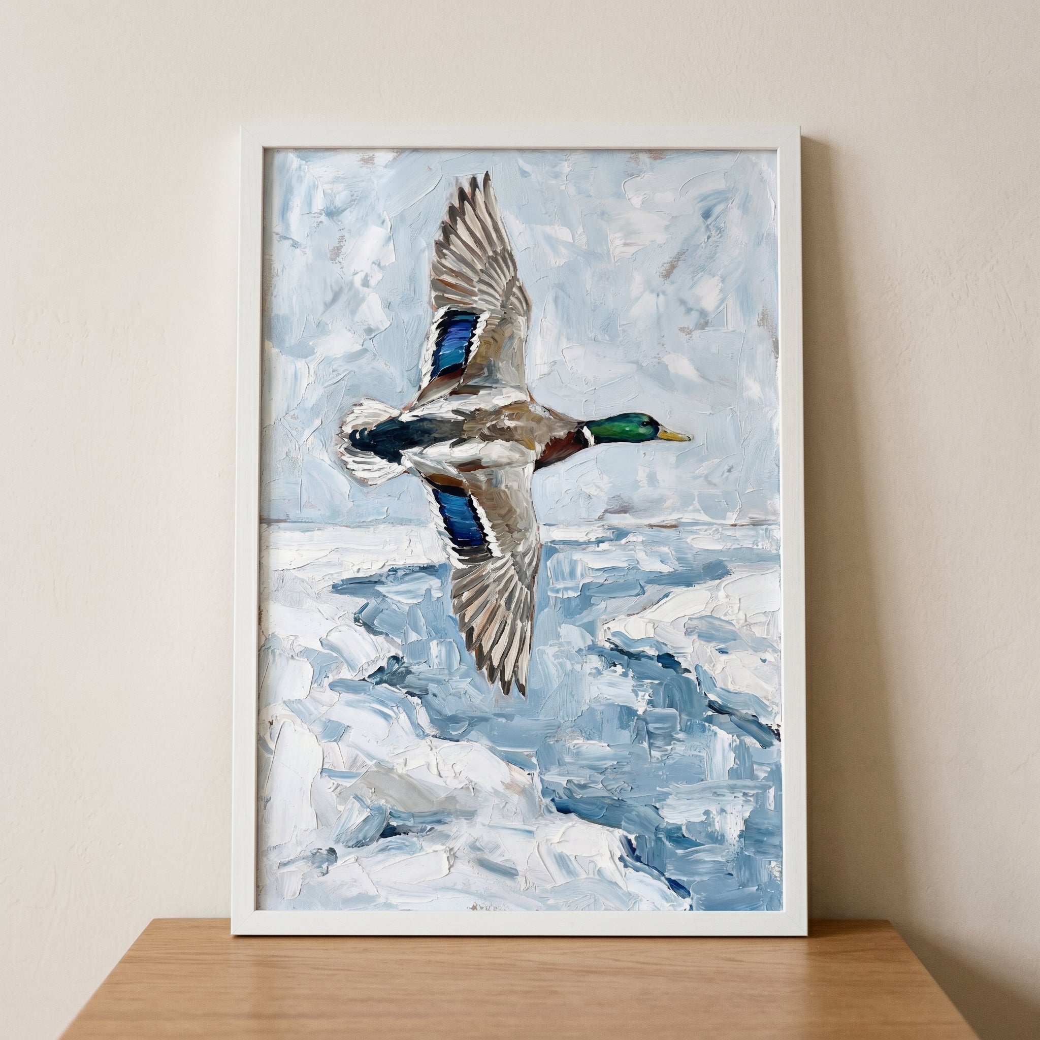 Textured Winter Mallard Duck Wall Art - Wings Over Ice