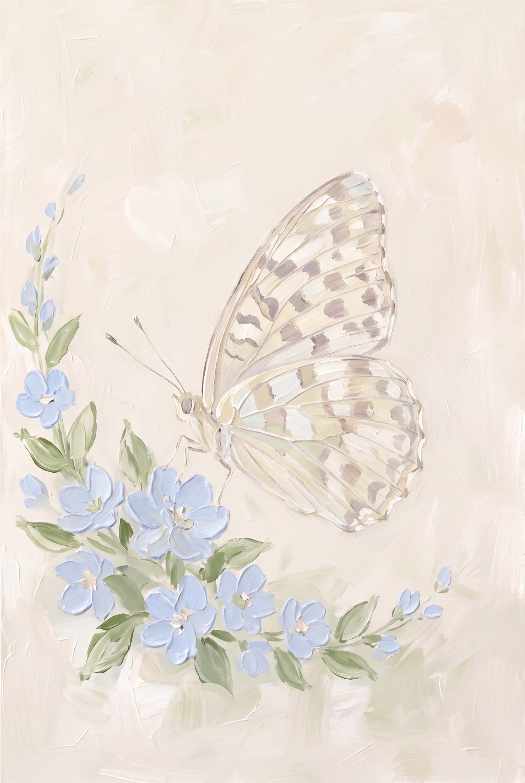 Thick Impasto Floral Butterfly Wall Art - Soft Garden Flight