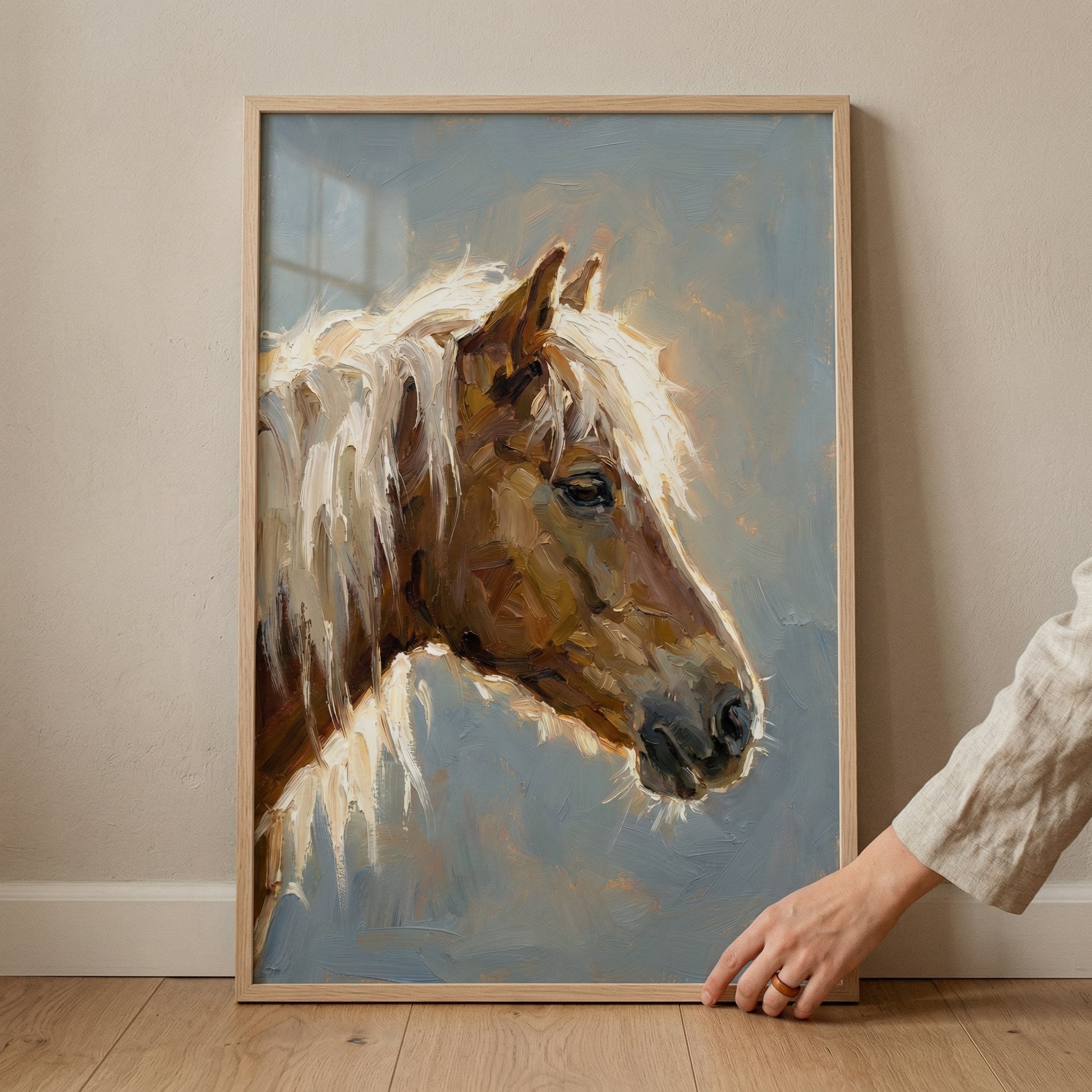 Thick White Mane Horse Wall Art - Wild White Mane