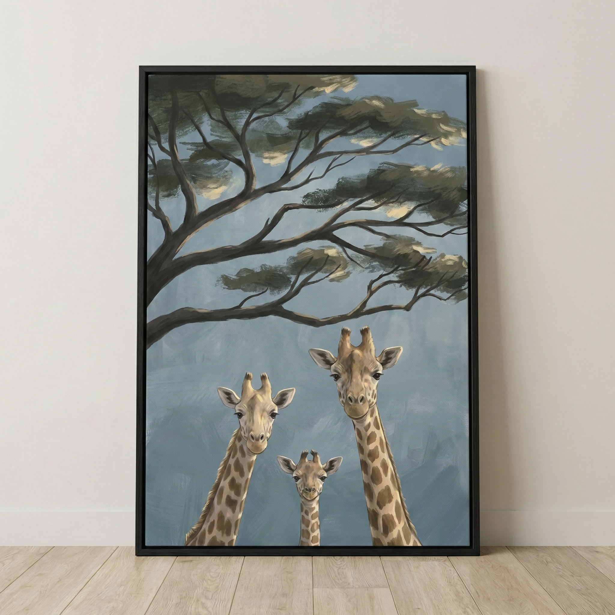 Three Giraffes Savannah Wildlife Art Wall - Gentle Giants Trio