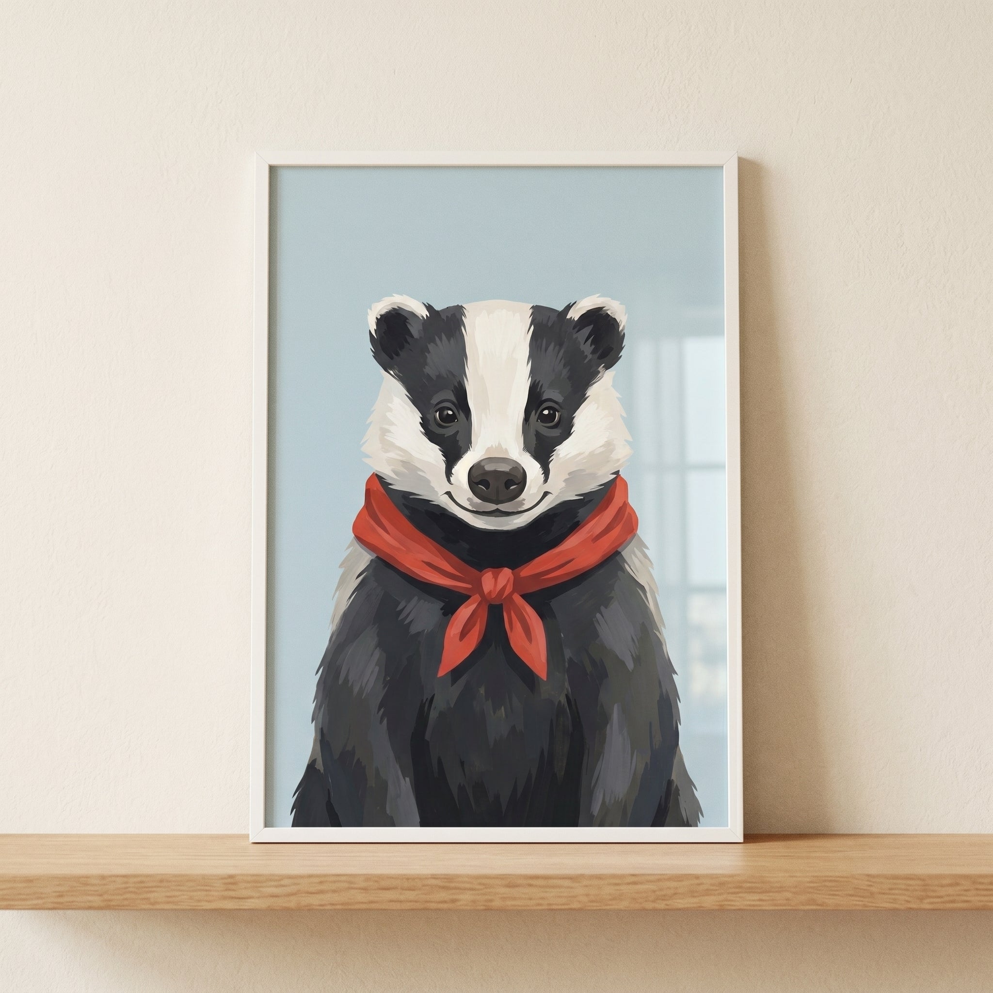 Tied Red Neckerchief Badger Wall Art - The Dapper Badger