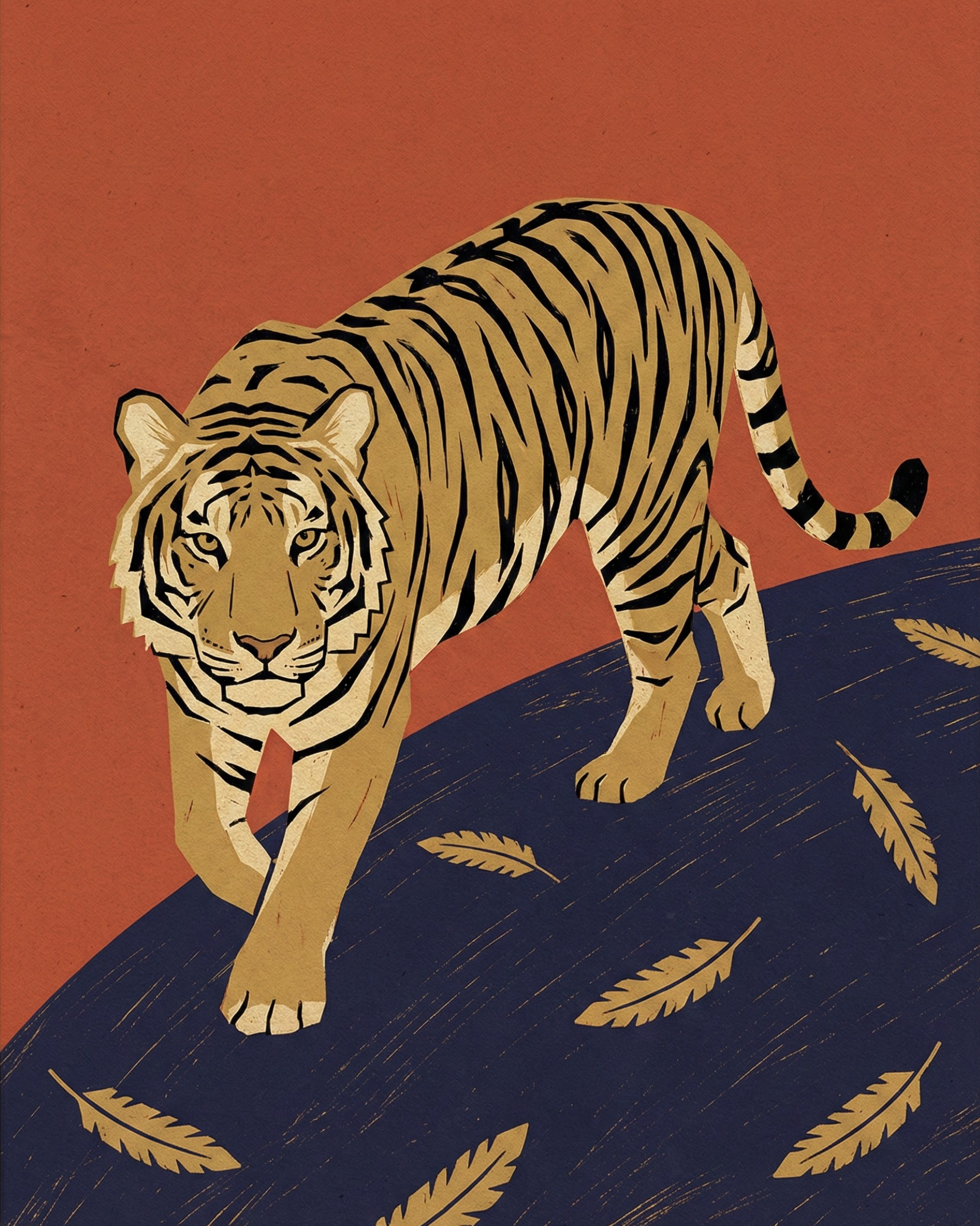 Regal Stride - Tiger Framed Wall Art for Living Room, Bedroom or Office