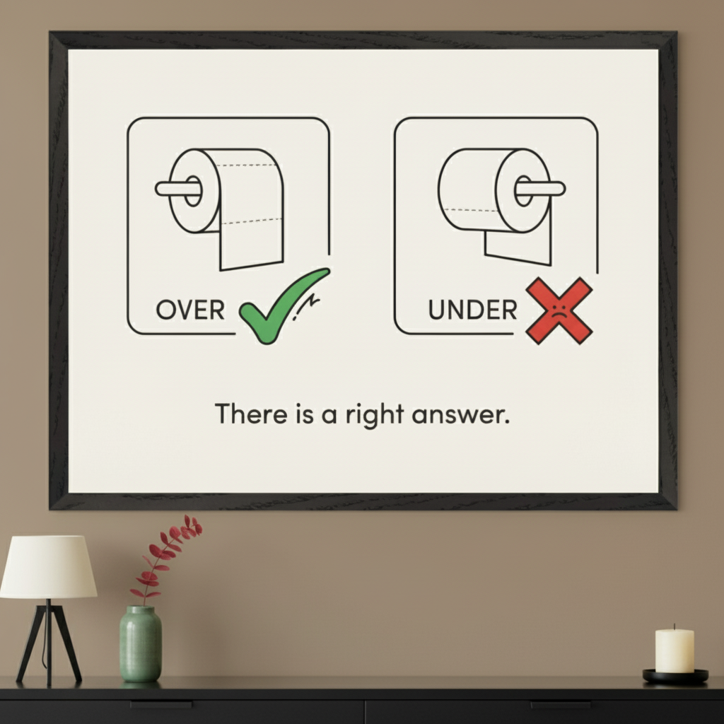 Optimal Placement - Toilet Paper Framed Wall Art for Living Room, Bedroom or Office