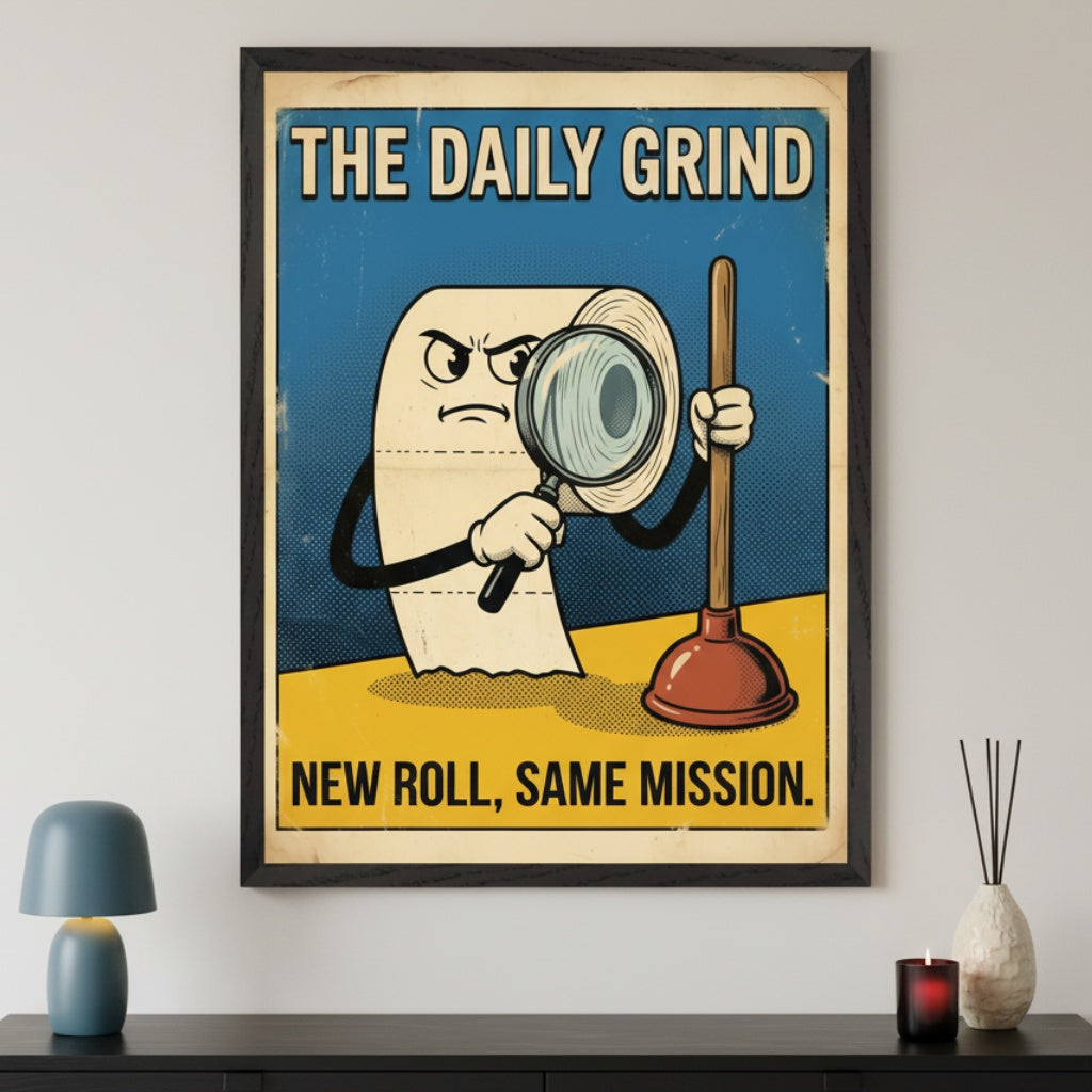 Retro Endeavor - Toilet Framed Wall Art for Living Room, Bedroom or Office