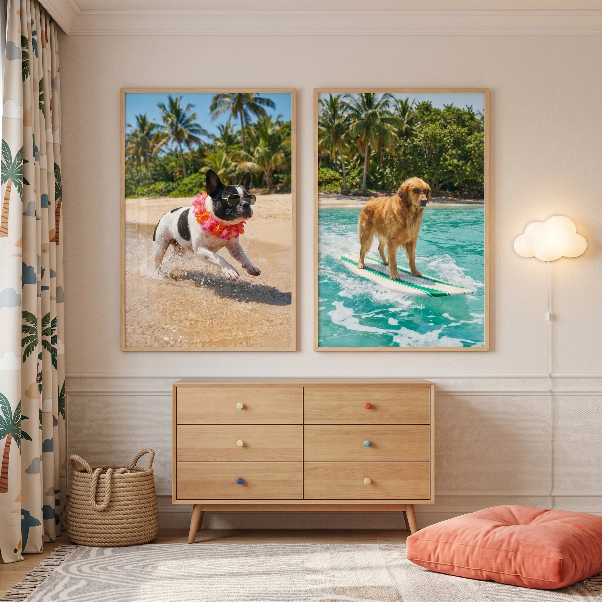 Tropical Beach Sunglasses Dog Wall Art Set of 2 - Tropical Beach Hounds