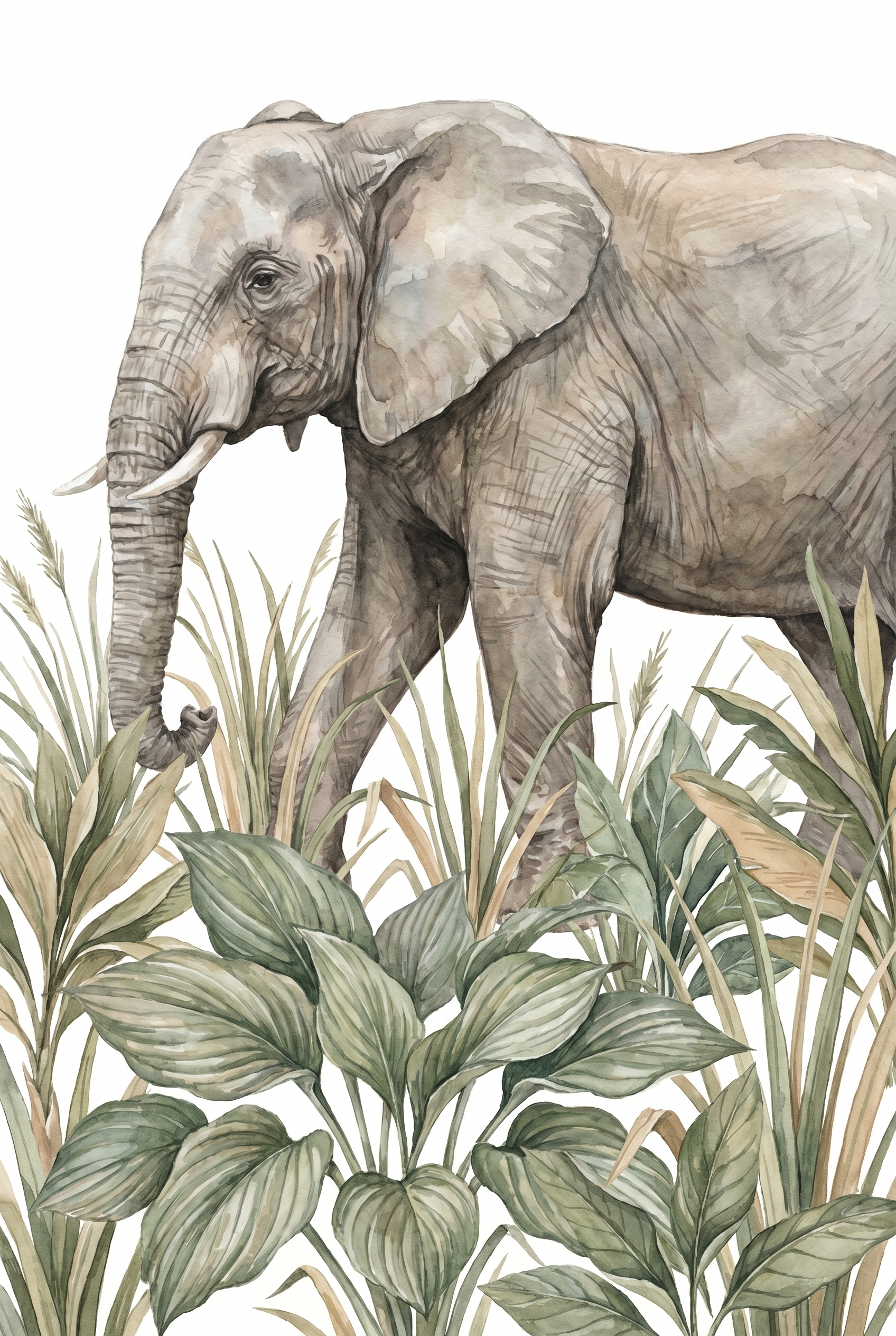 Tropical Jungle Elephant Wall Art - Gentle Savannah Giant