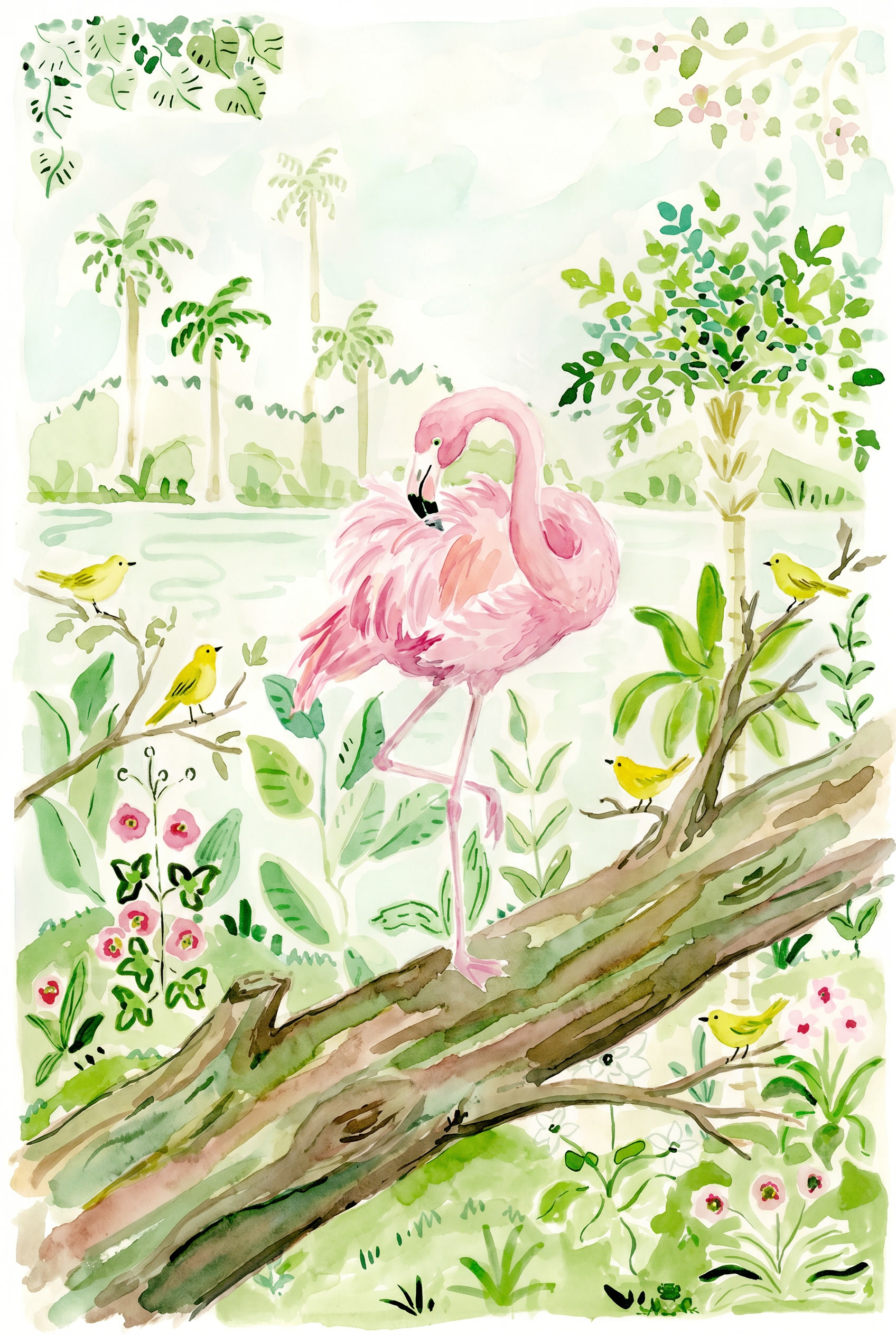 Tropical Lagoon Flamingo Wall Art - Flamingo Island Dreams