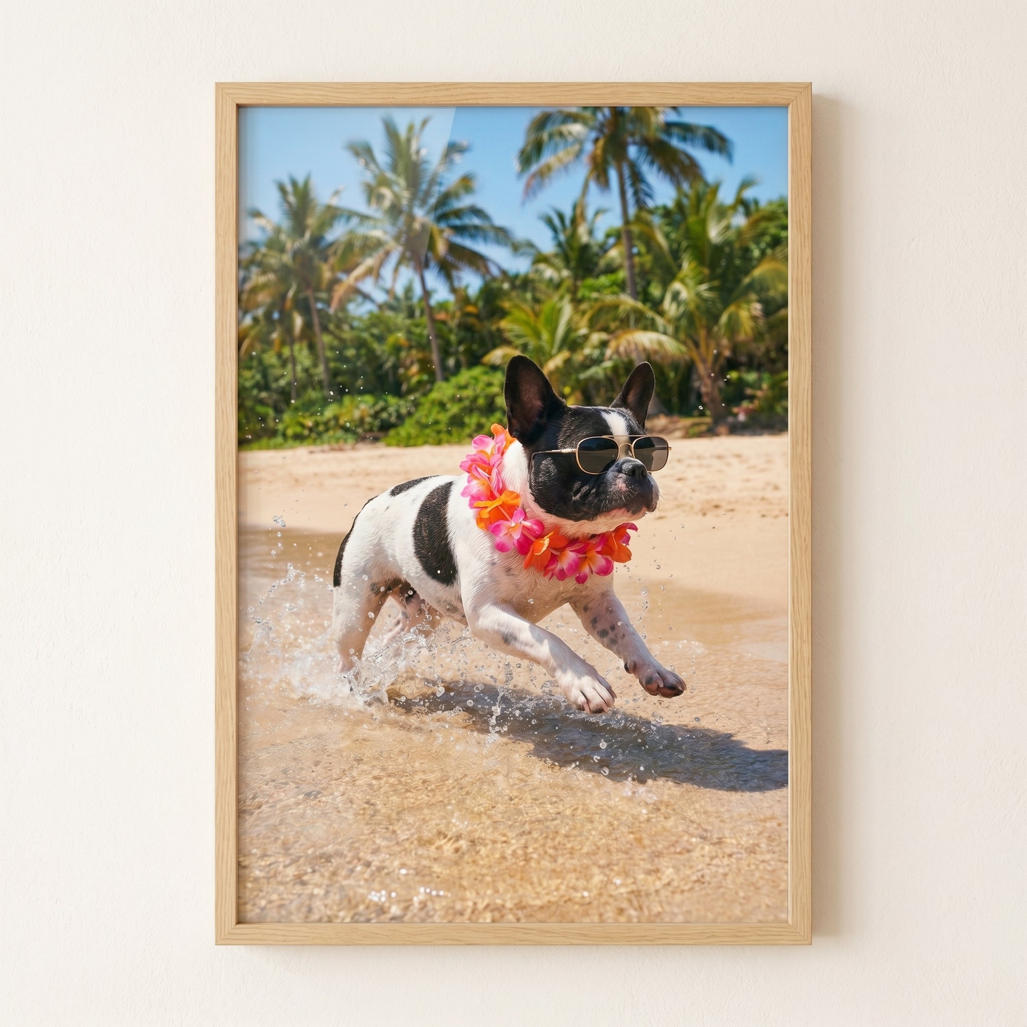 Tropical Lei French Bulldog Wall Art - Tropical Beach Pup
