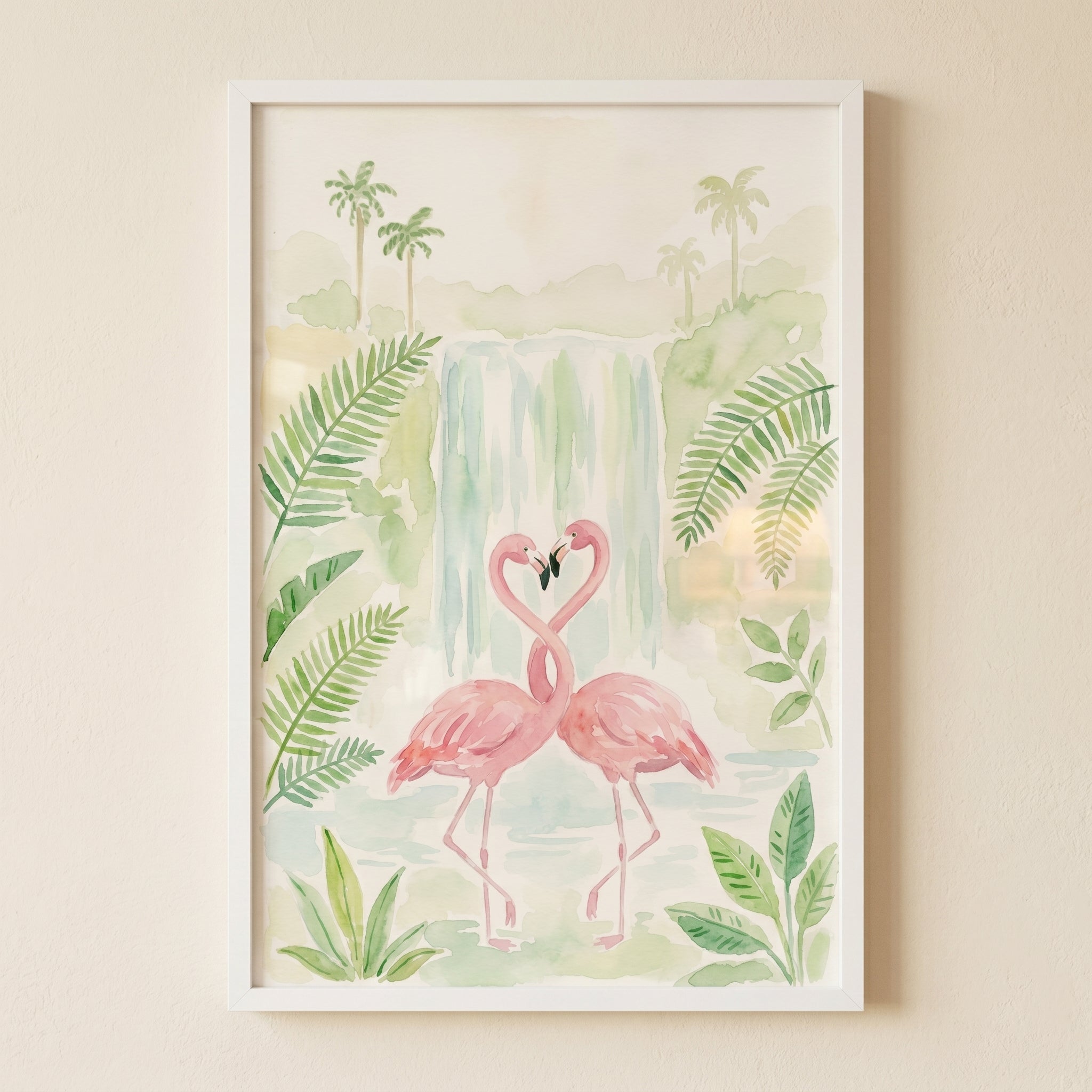 Tropical Pink Flamingo Wall Art - Tropical Flamingo Love